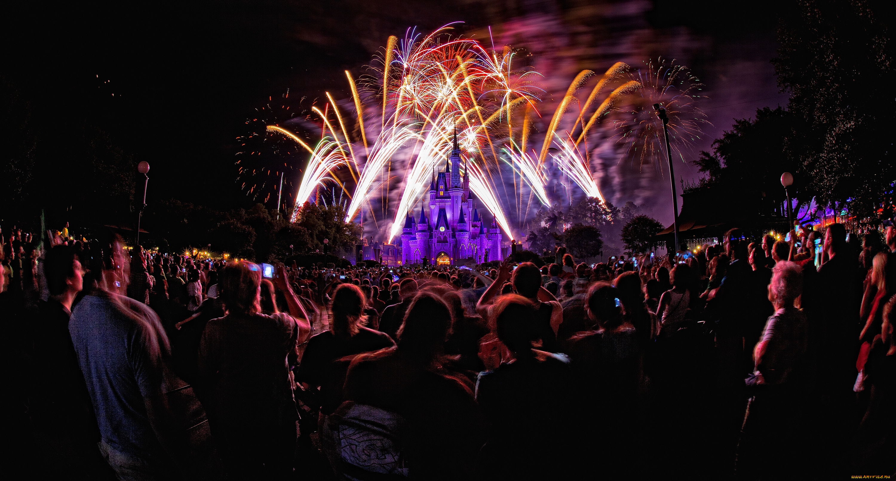 города, диснейленд, замок, золушки, штат, флорида, сша, фейерверк, шоу, представление, зрелище