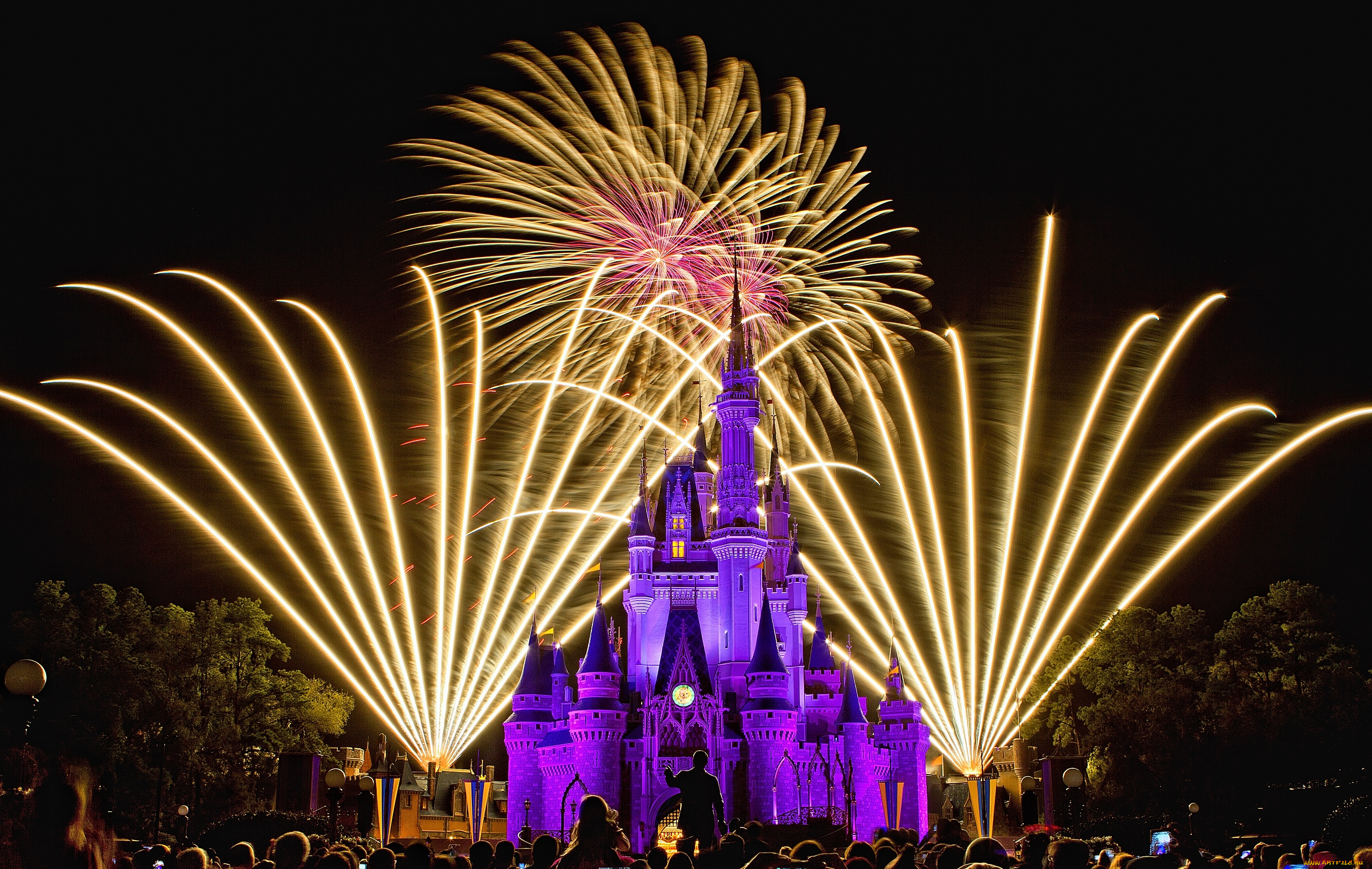 города, диснейленд, замок, золушки, штат, флорида, представление, сша, фейерверк, шоу, зрелище
