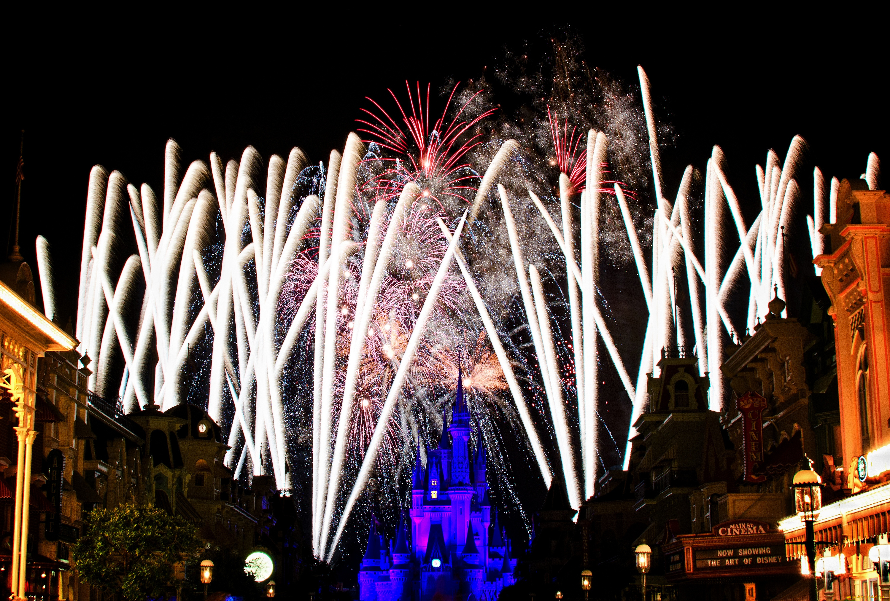 города, диснейленд, замок, золушки, штат, флорида, сша, фейерверк, шоу, представление, зрелище