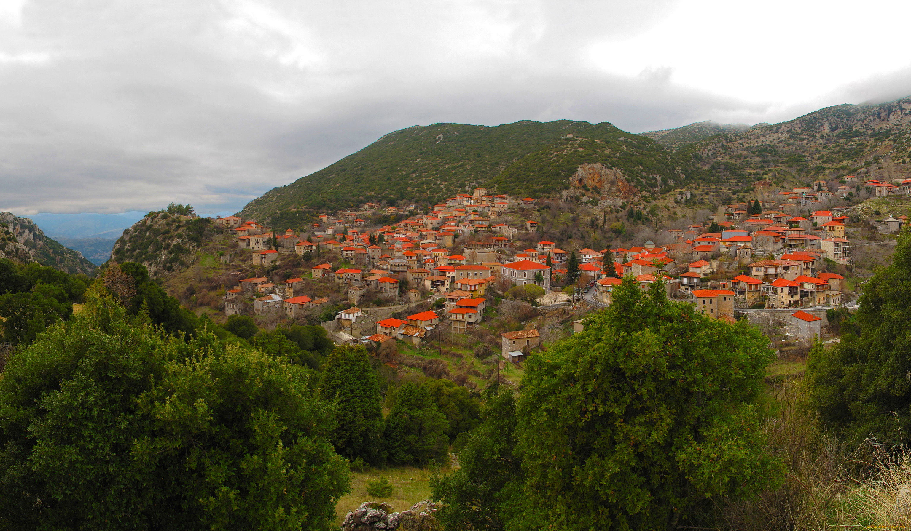 греция, аркадия, города, панорамы, дома, панорама, пейзаж