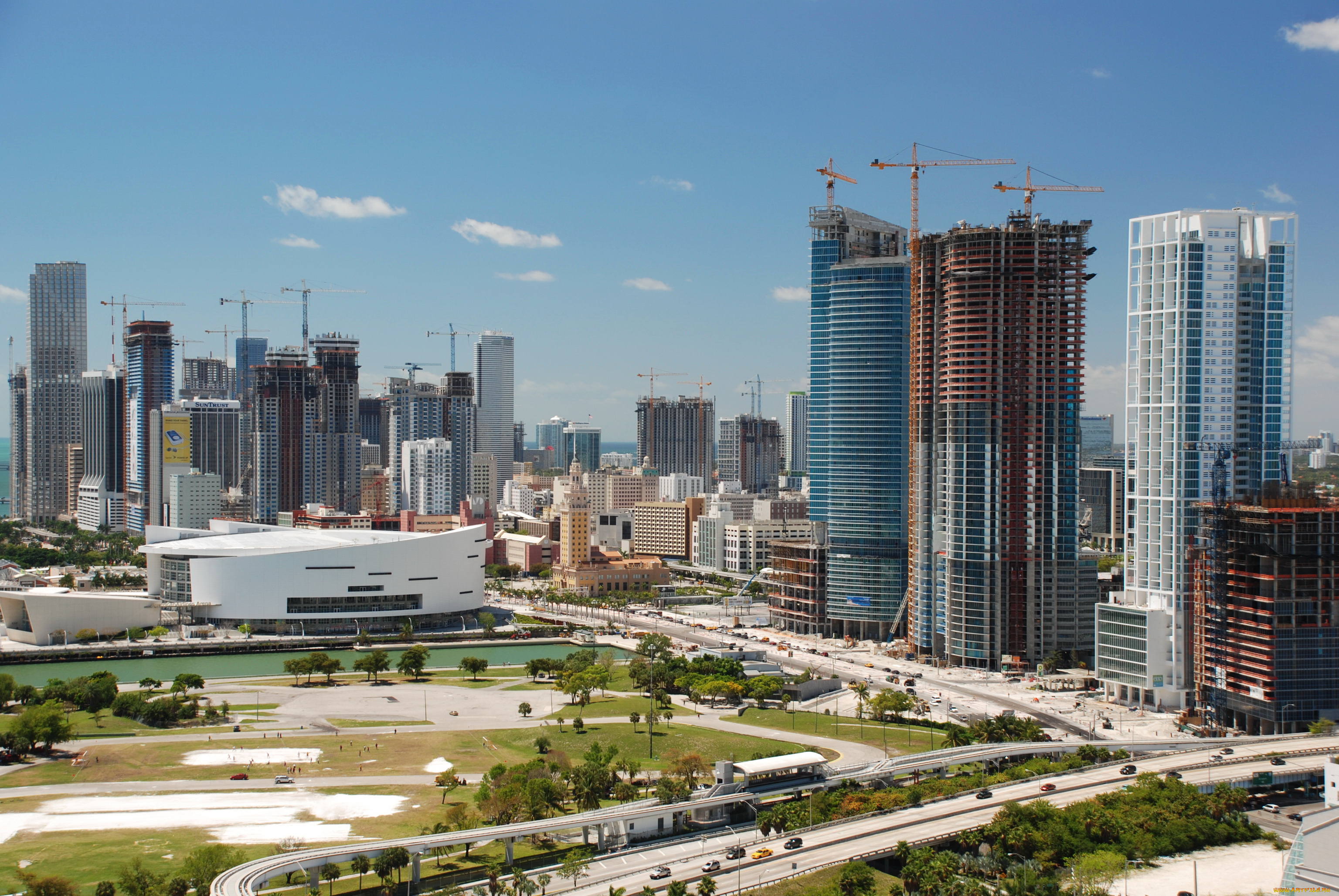 майями, города, панорамы, площадь, дома