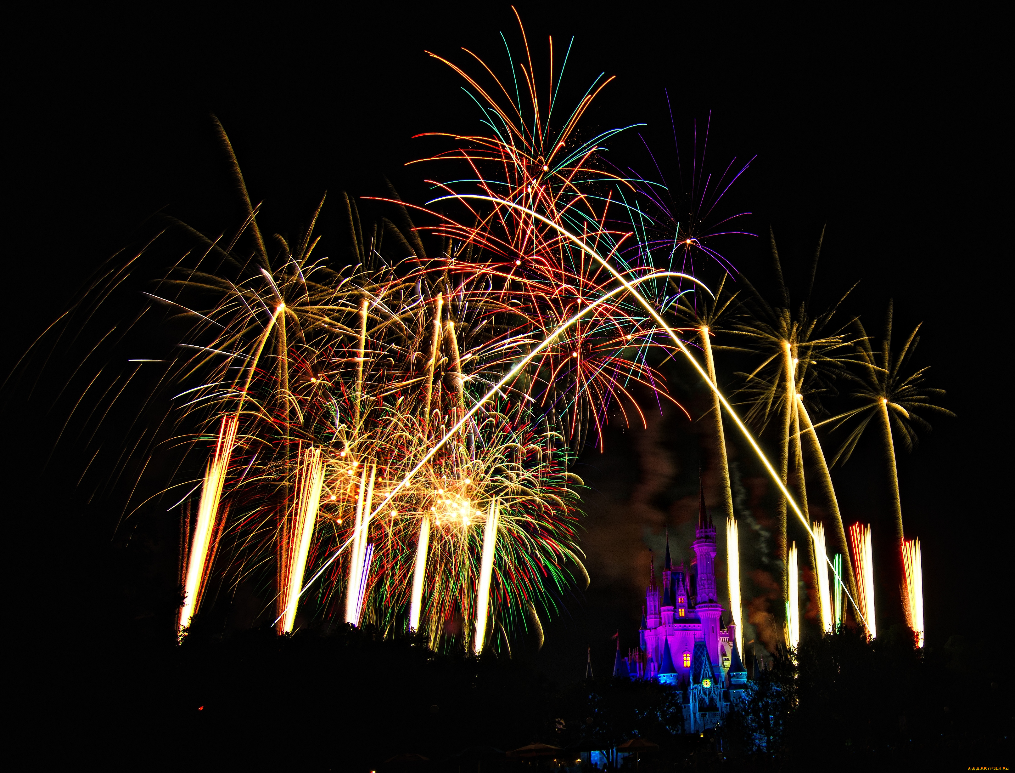 города, диснейленд, зрелище, штат, флорида, сша, фейерверк, шоу, представление