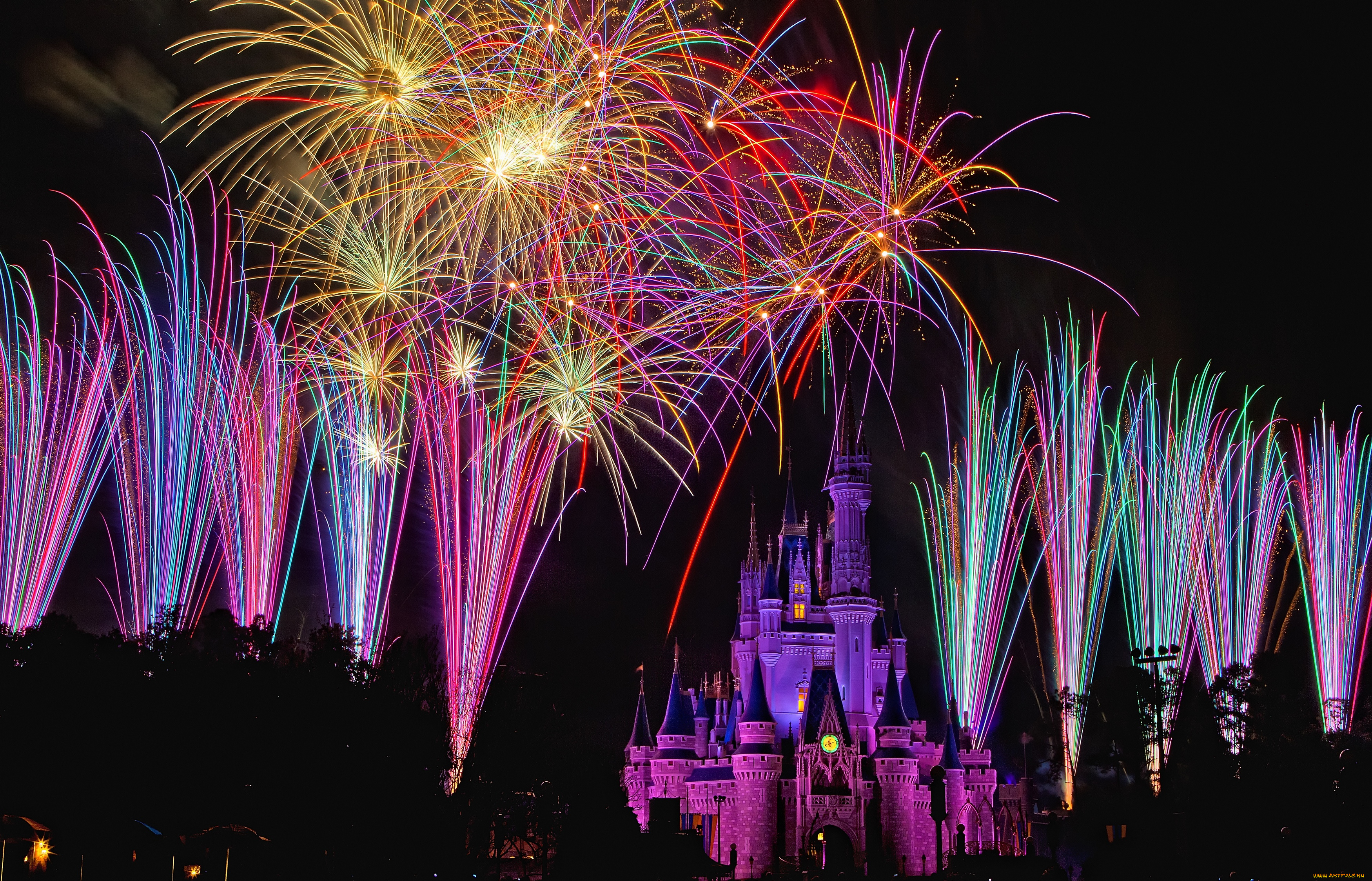 города, диснейленд, фейерверк, сша, штат, флорида, представление, зрелище, замок, золушки, шоу