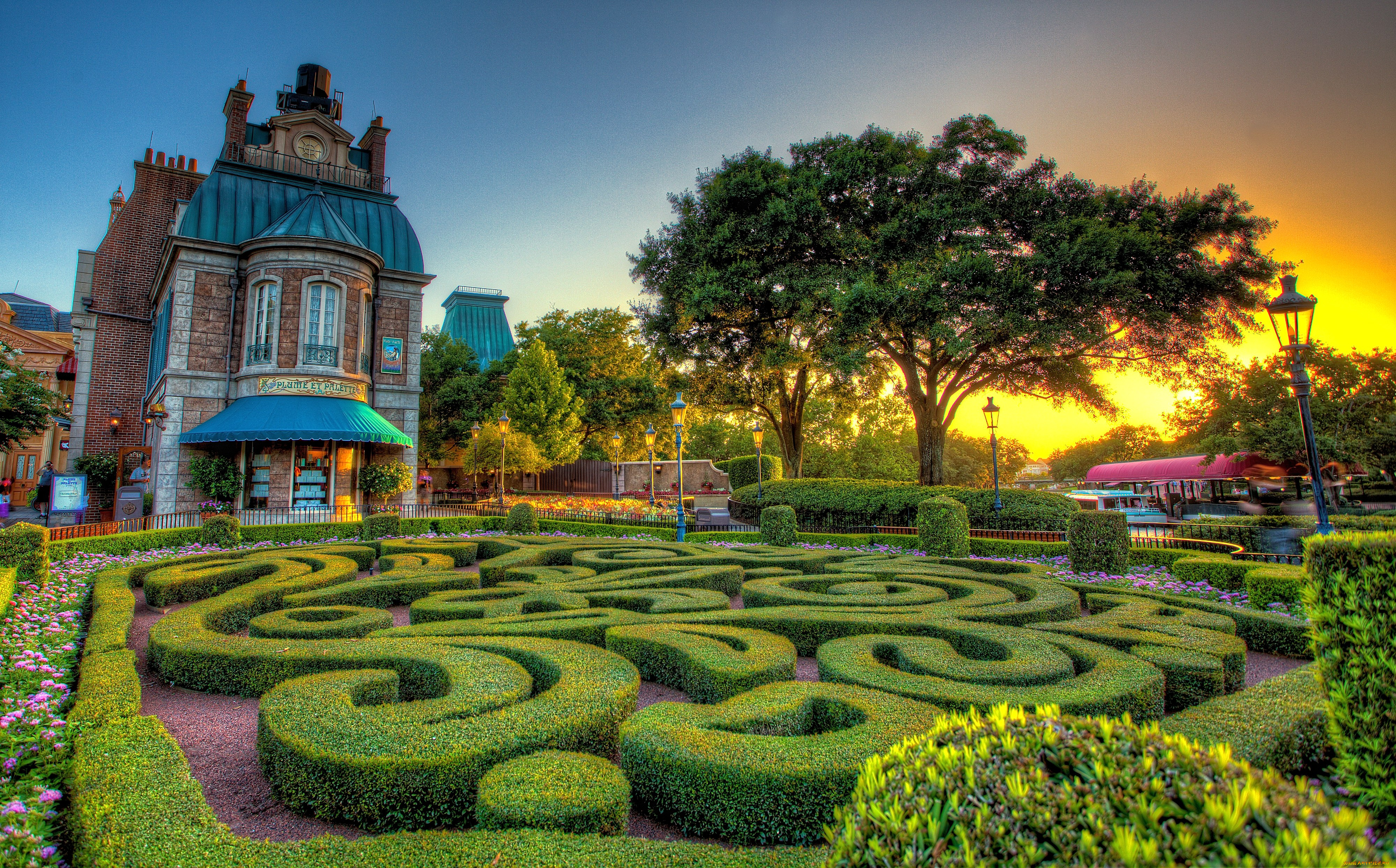 города, диснейленд, парк, диснея, рассвет