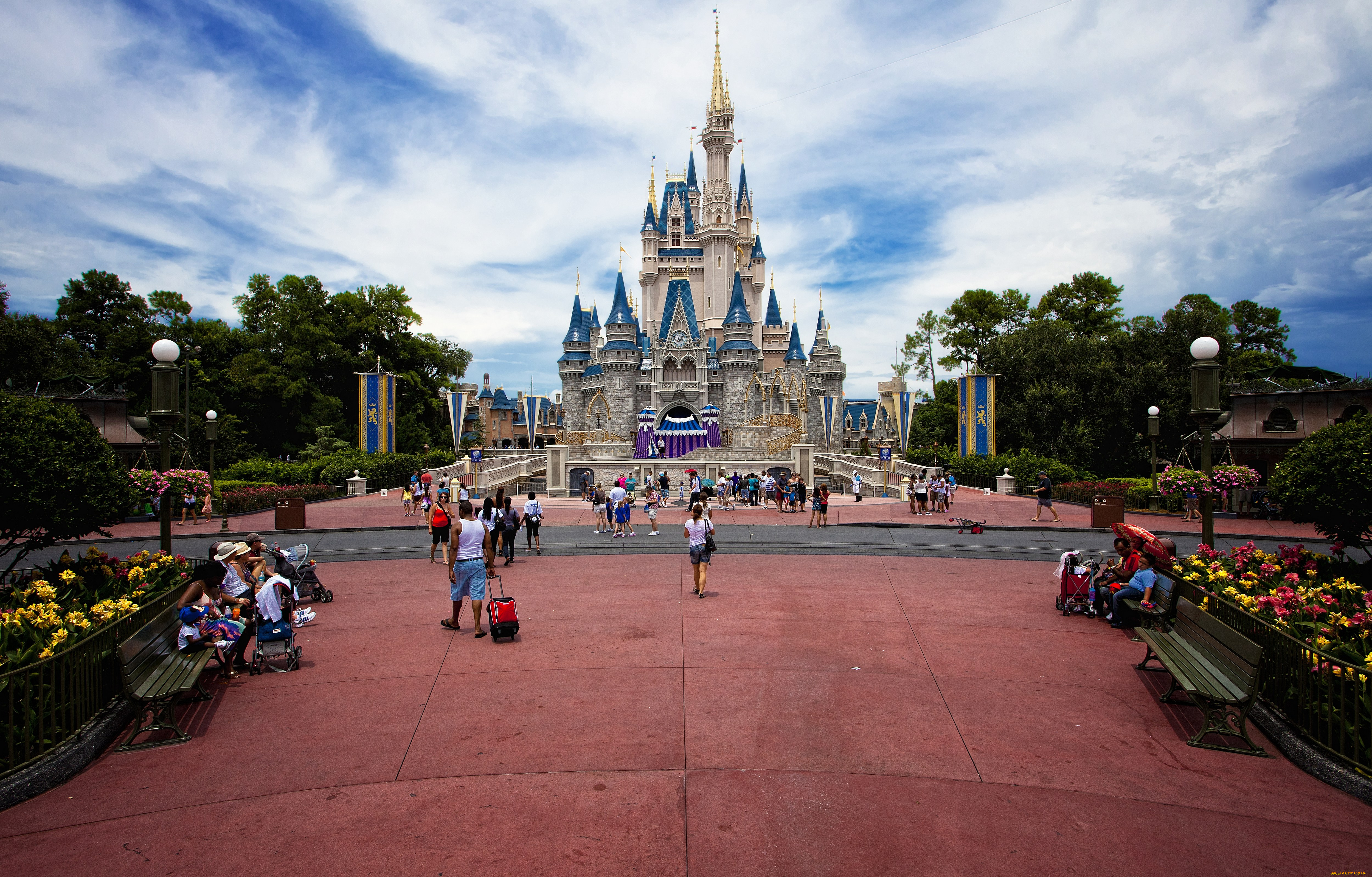 города, диснейленд, парк, замок, площадь