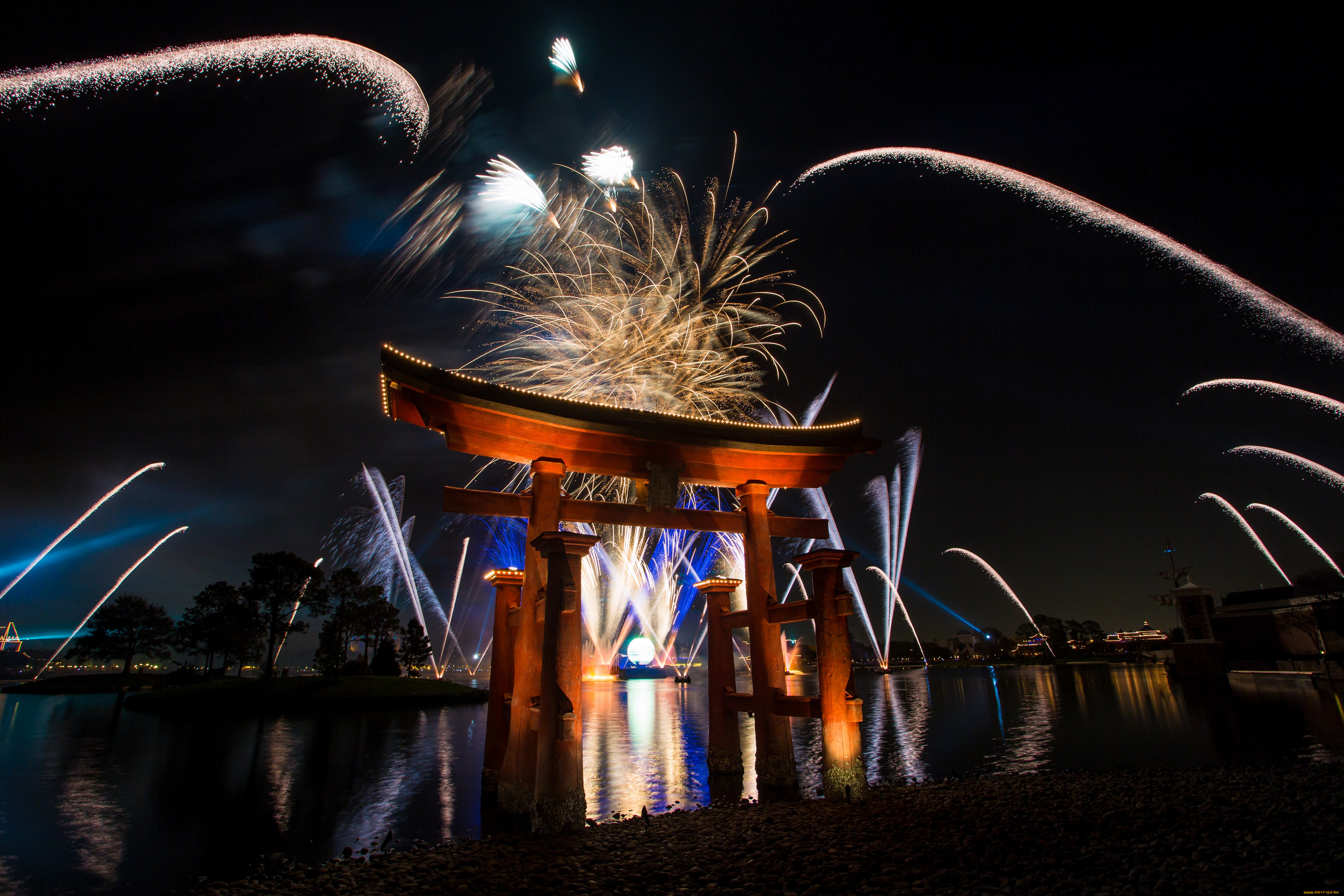 города, диснейленд, шоу, зрелище, представление, штат, флорида, сша, фейерверк