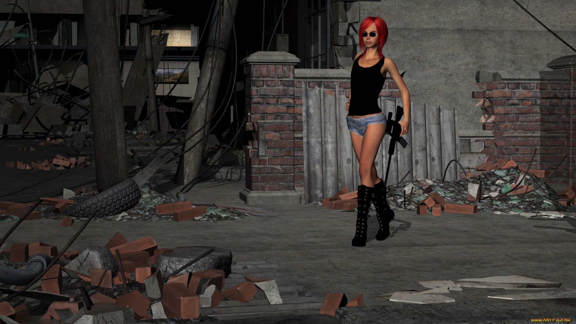 3д, графика, fantasy, , фантазия, девушка, взгляд, оружие