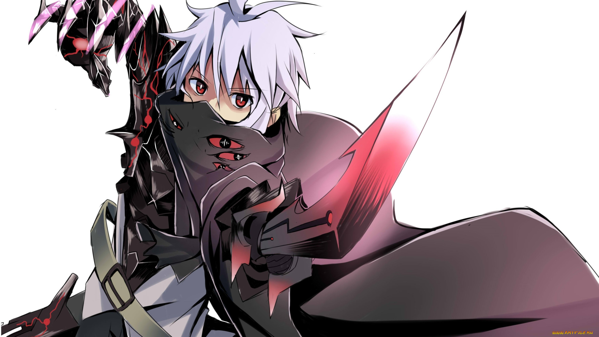 аниме, -weapon, , blood, &, technology, арт, makadamia, парень, меч, плащ, оружие