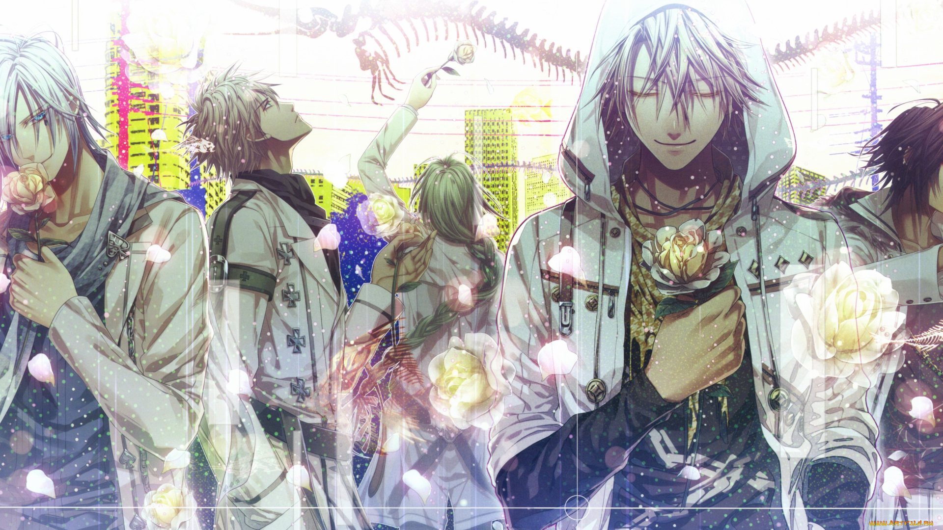 аниме, amnesia, цветы, парни, амнезия