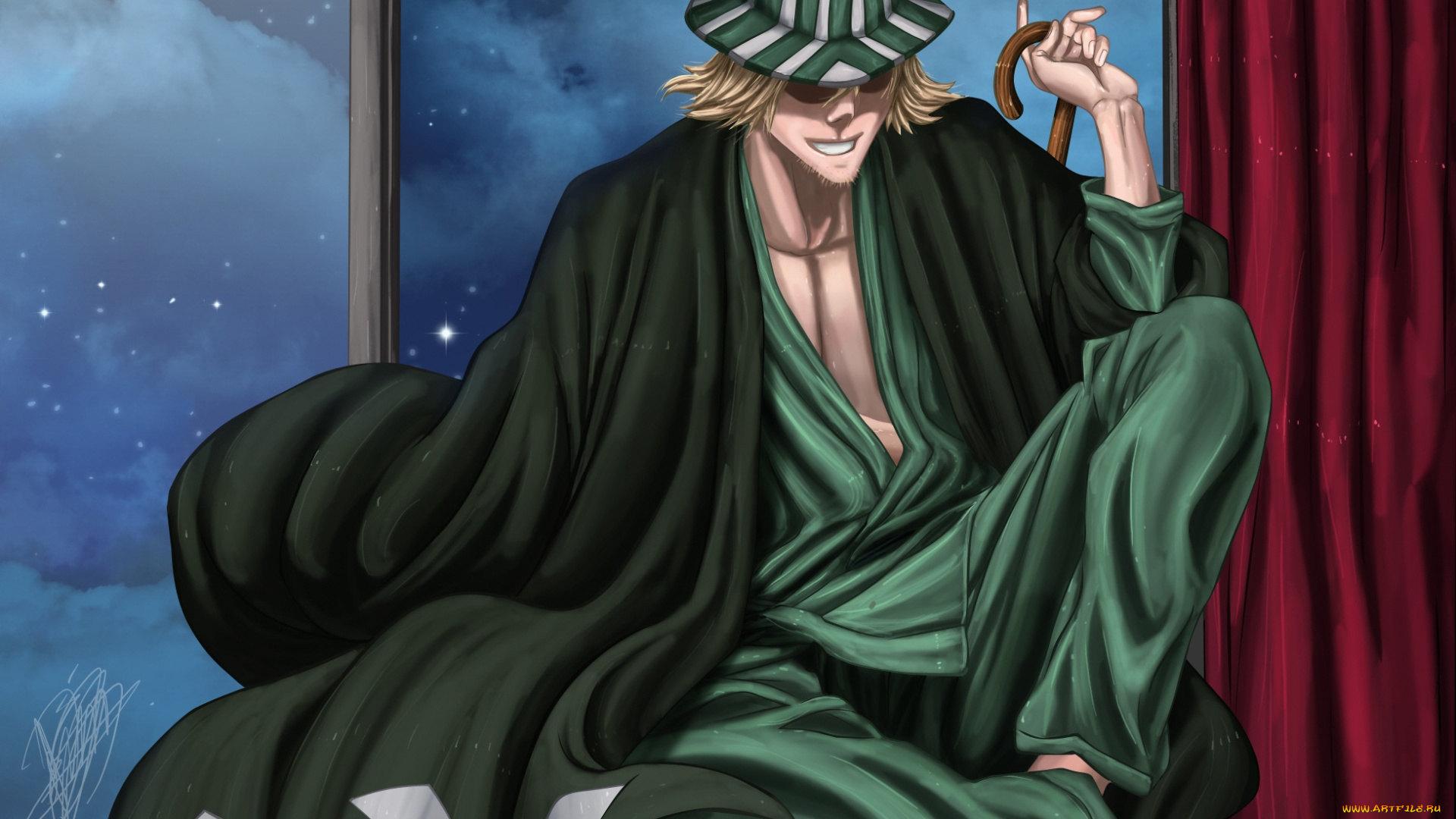 аниме, bleach, урохара, шляпа, блич, киске