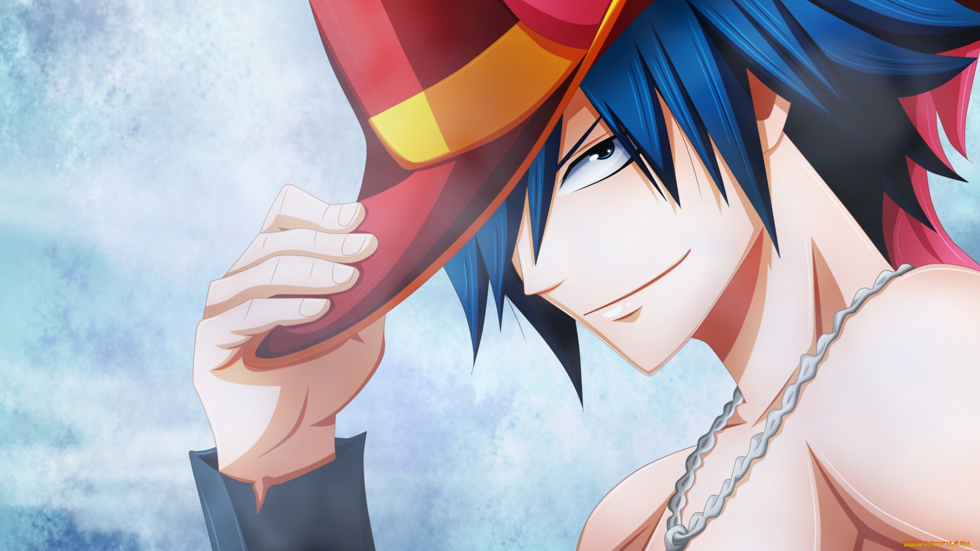 аниме, fairy, tail, кулон, парень, шляпа, gray, fullbuster