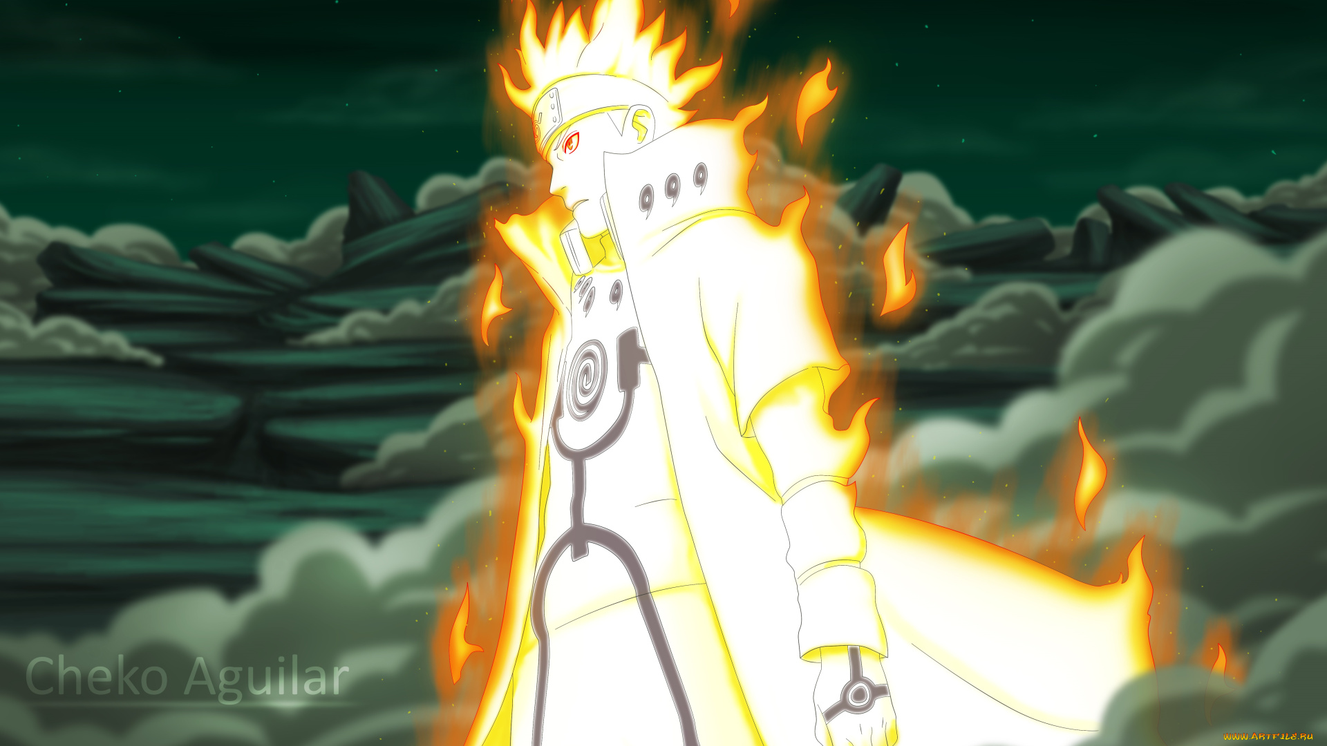 аниме, naruto, режим, кьюби, эдо-тенсей, минато, намикадзе, пыль, наруто, уроганные, хроники, манга, ночь