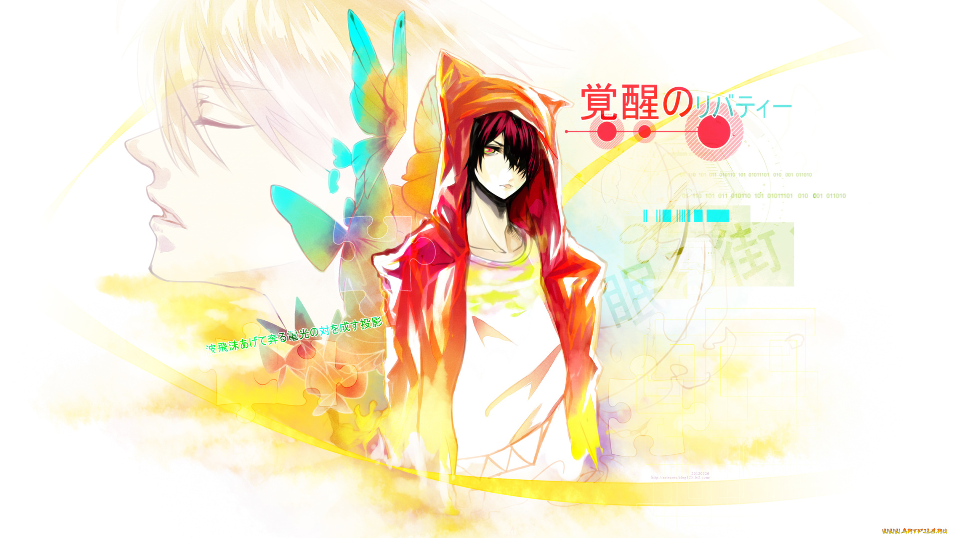 аниме, *unknown, , другое, art, nico, singer, силуэт, капюшон, язык, недовольство, взгляд, fukuwa, парень