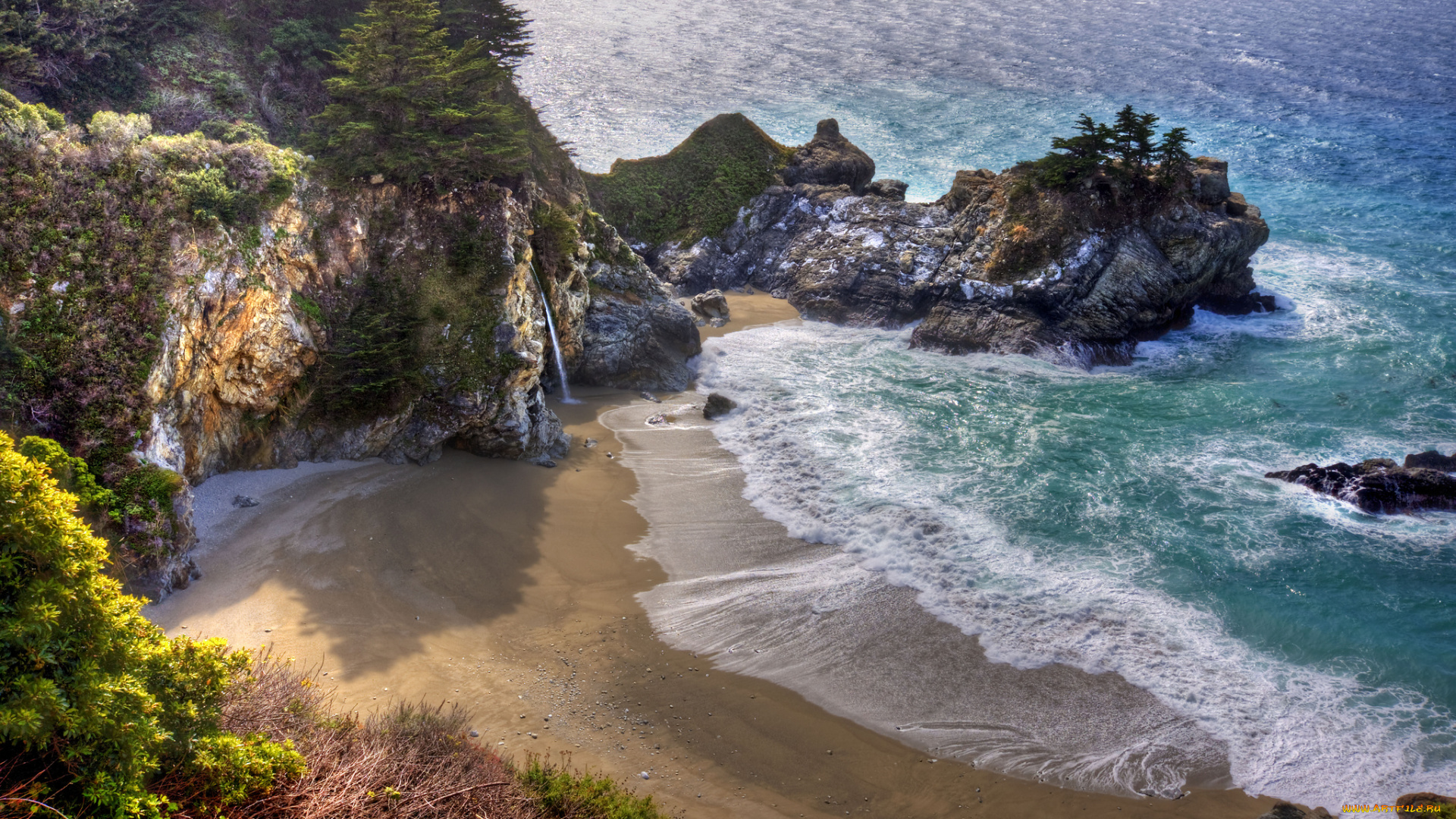 природа, побережье, пляж, океан, бухта