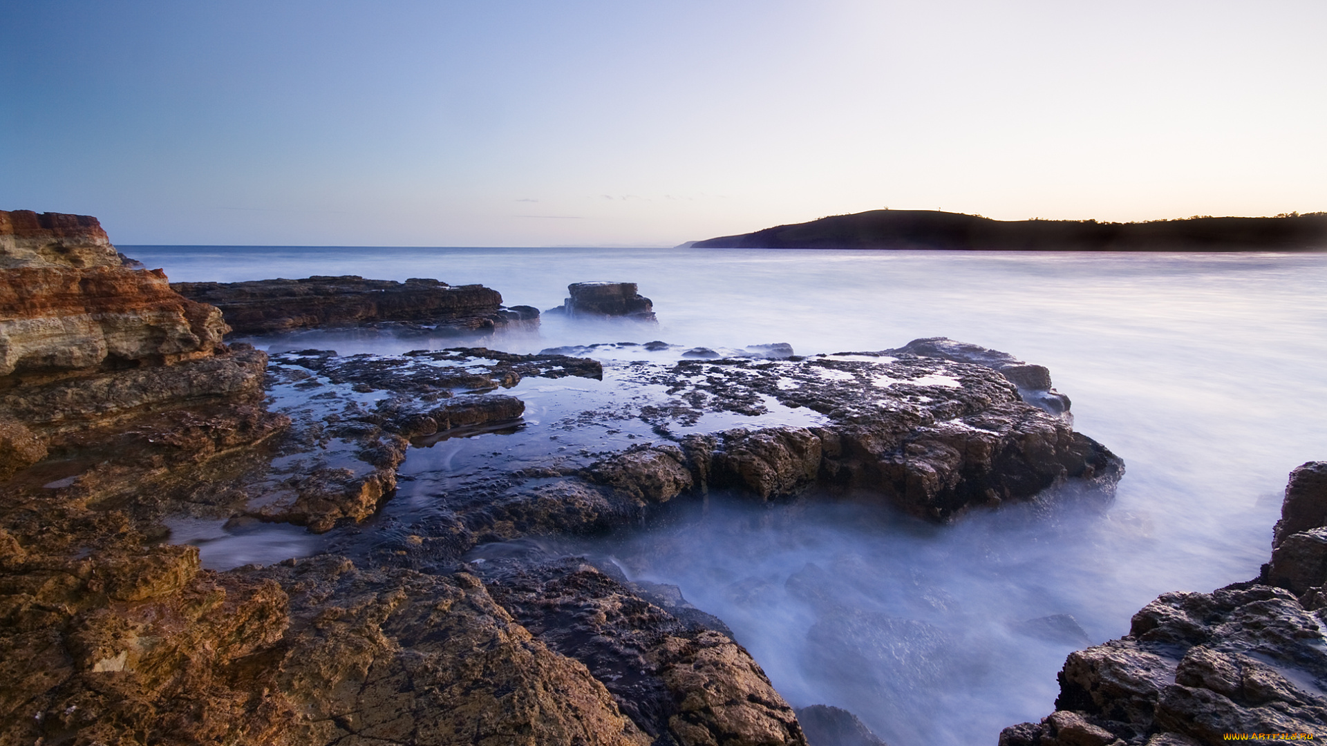 природа, побережье, рассвет, берег, камни, утро, озеро