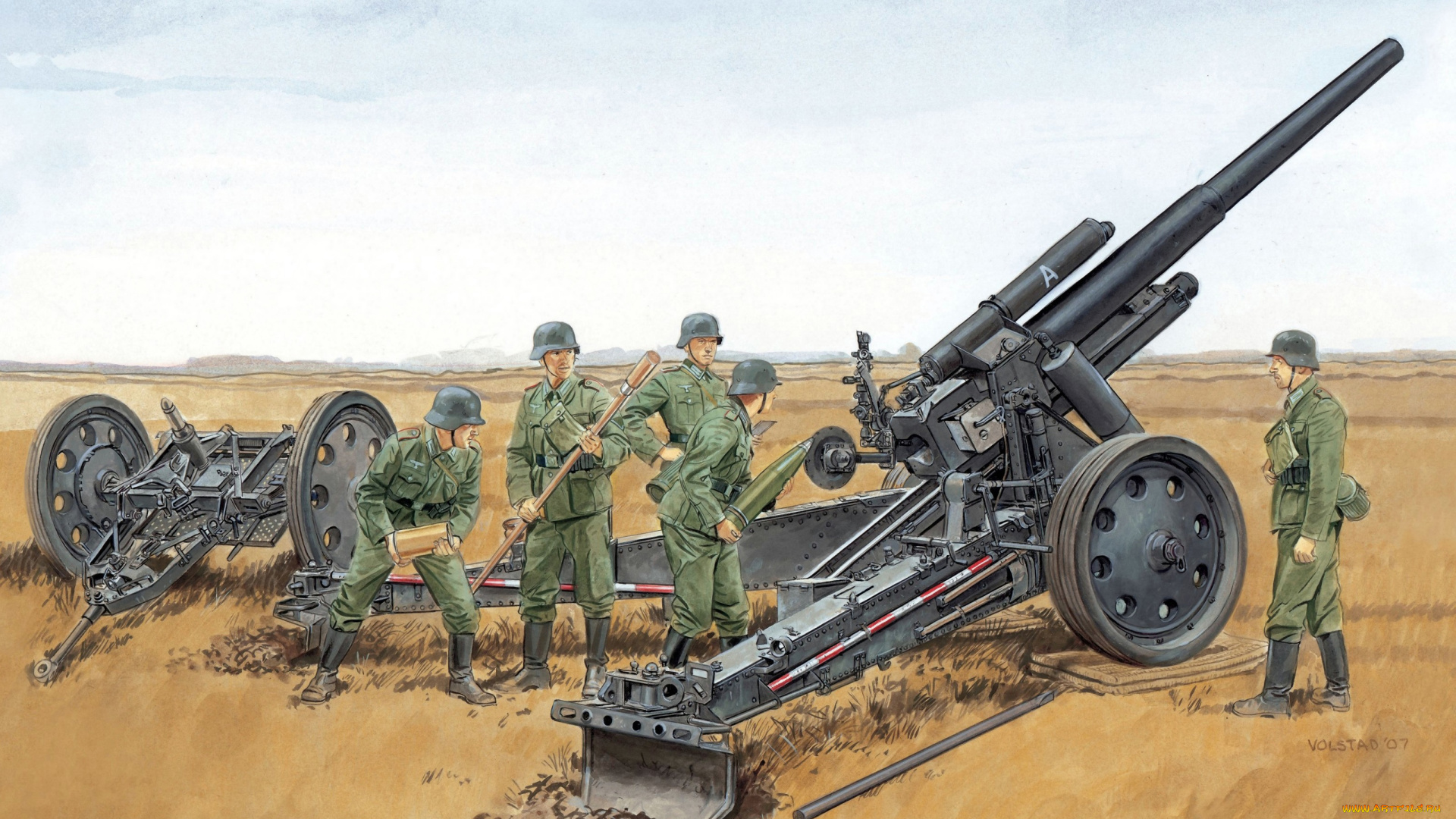 рисованные, армия, солдаты, пушка