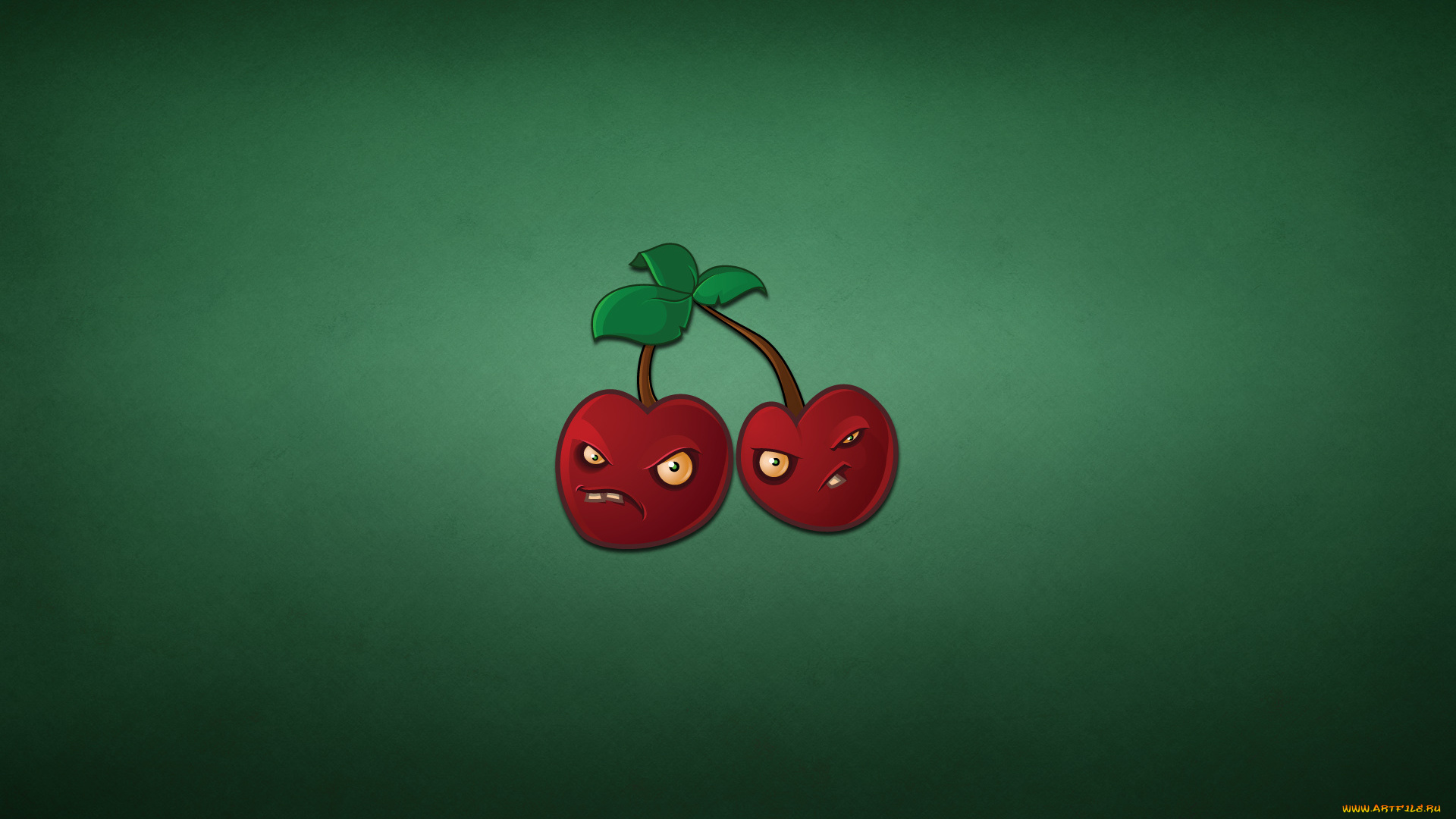 рисованные, минимализм, красные, лист, хмурые, темноватый, фон, две, вишня