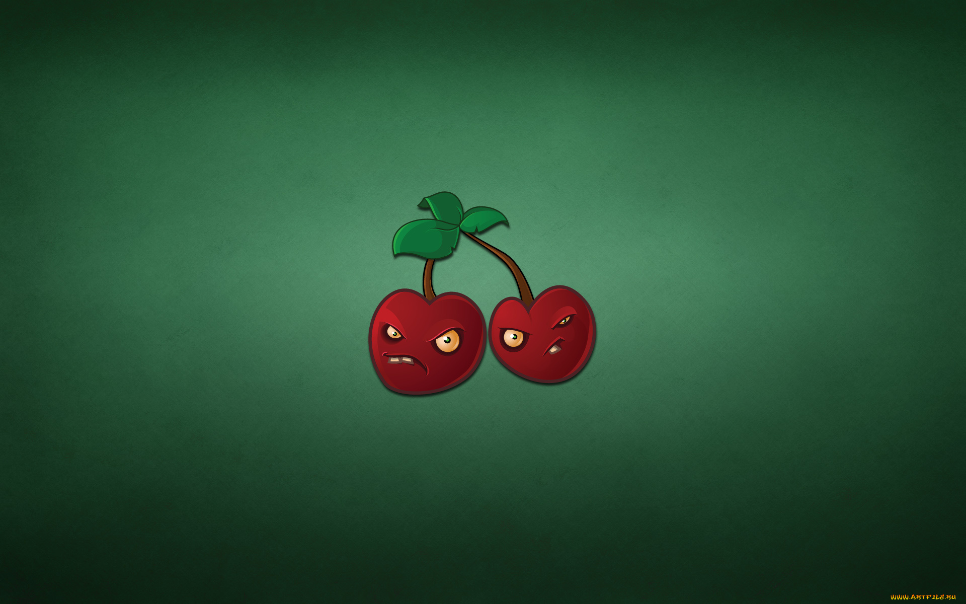 рисованные, минимализм, красные, лист, хмурые, темноватый, фон, две, вишня