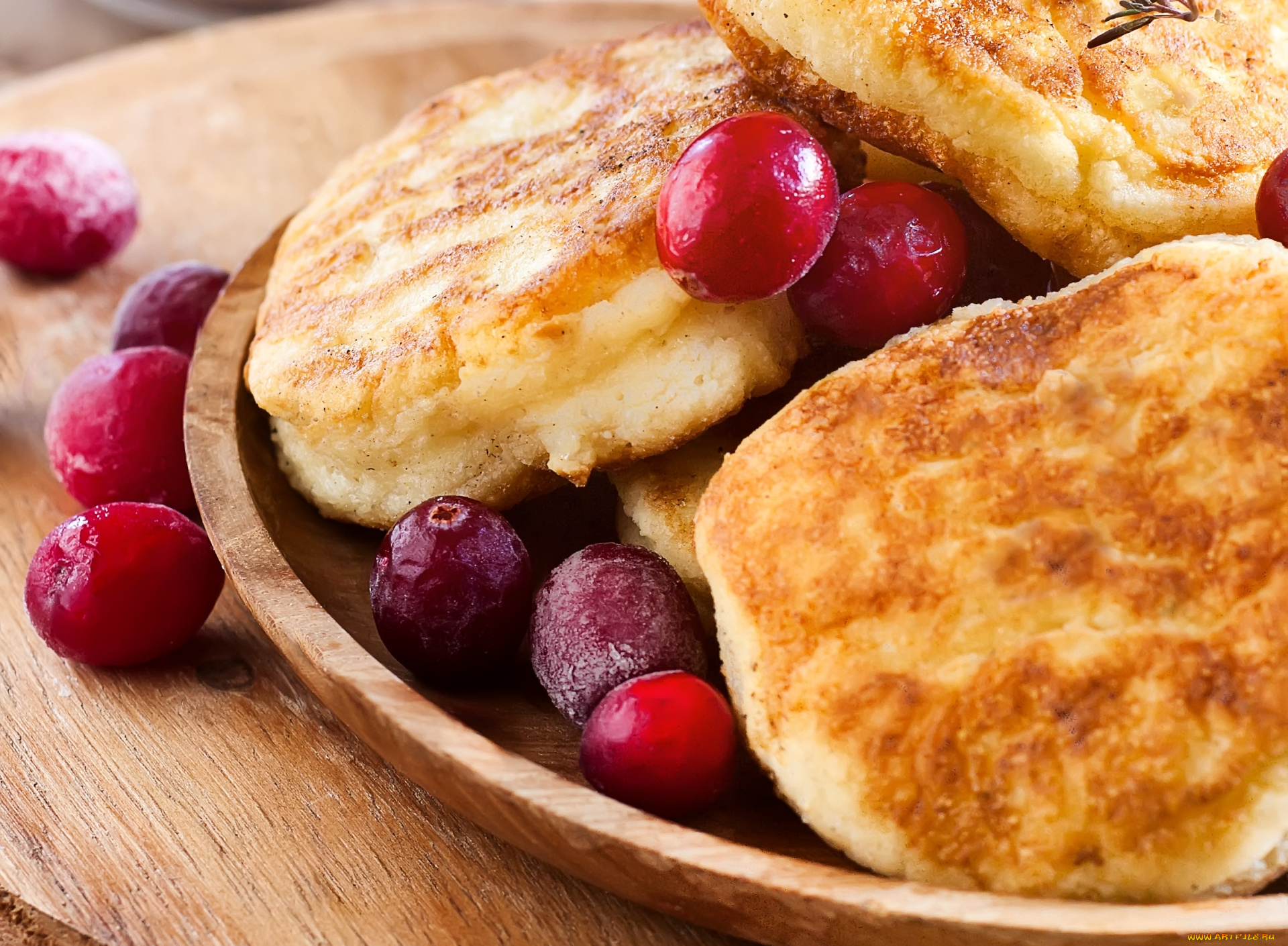 еда, блины, , оладьи, клюква, оладьи