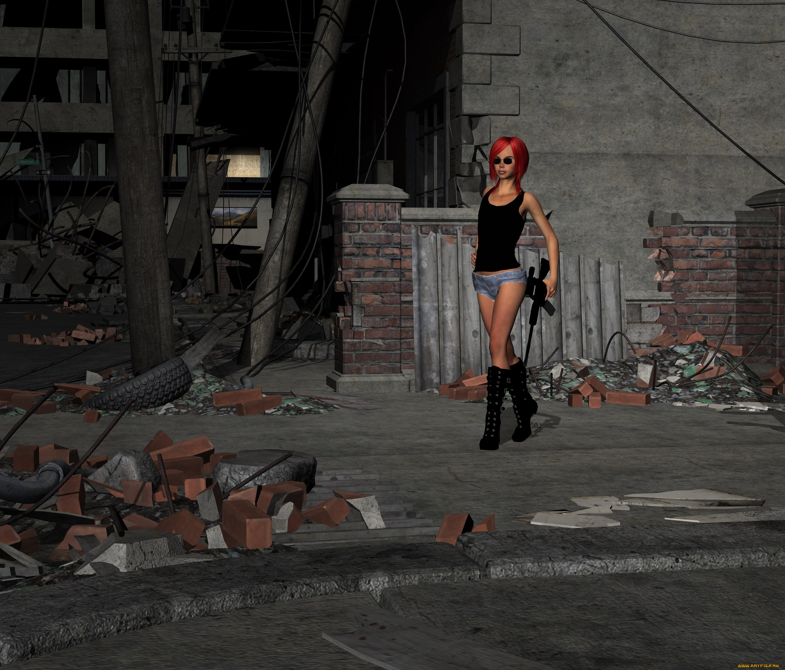 3д, графика, fantasy, , фантазия, девушка, взгляд, оружие