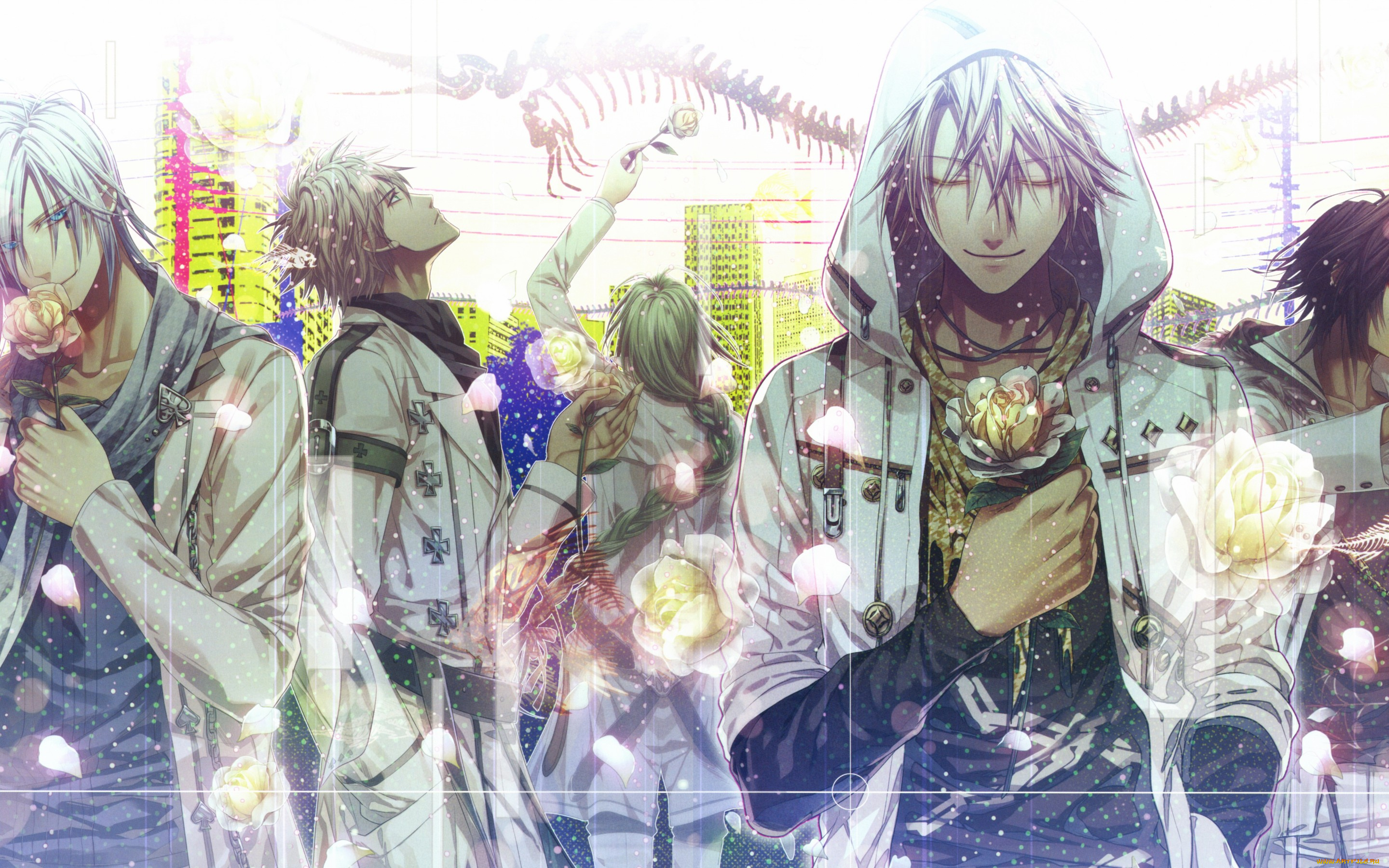 аниме, amnesia, цветы, парни, амнезия