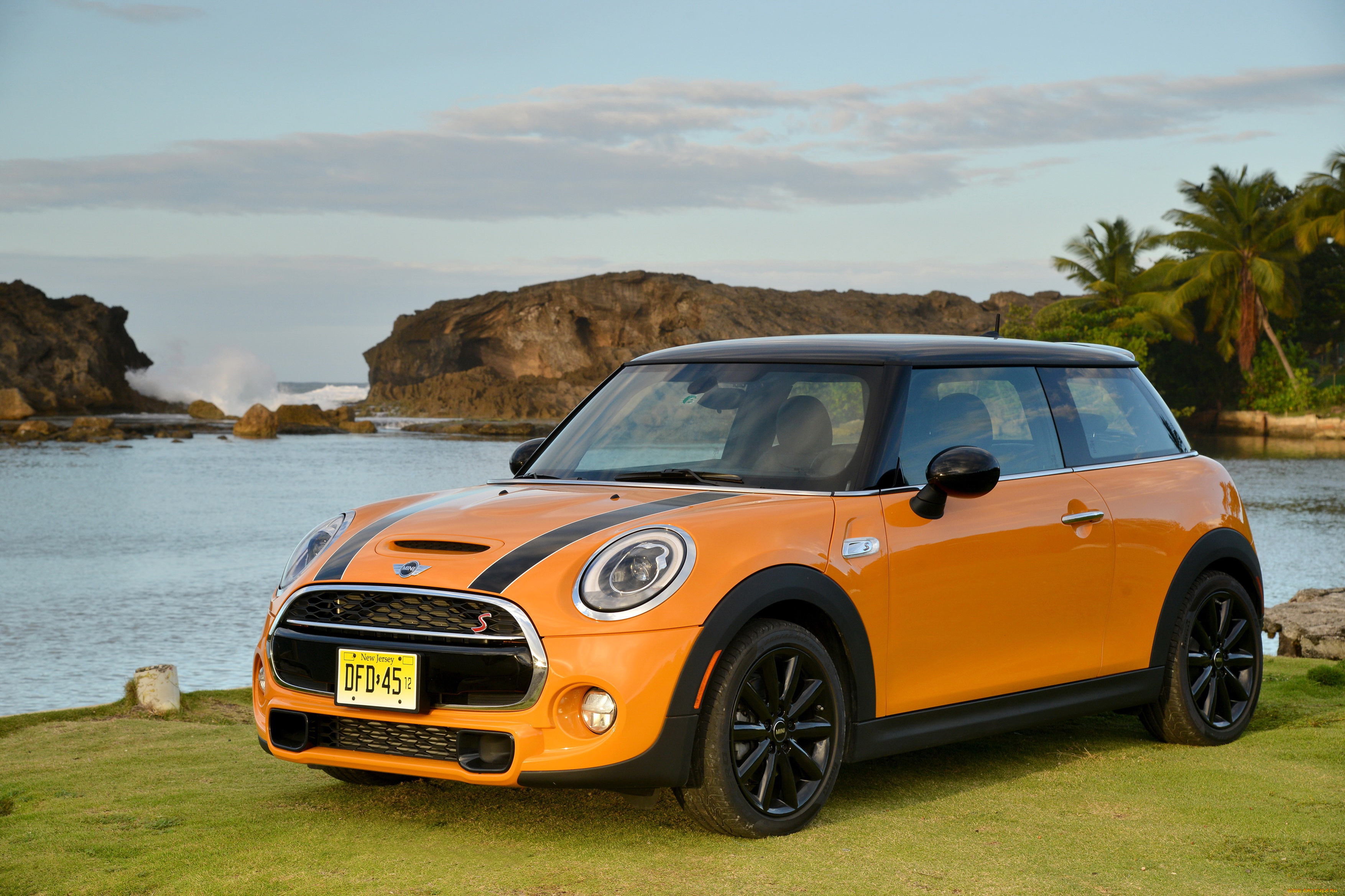 2014, mini, cooper, s, f56, автомобили, mini, побережье, тюнинг, оранжевый, cooper