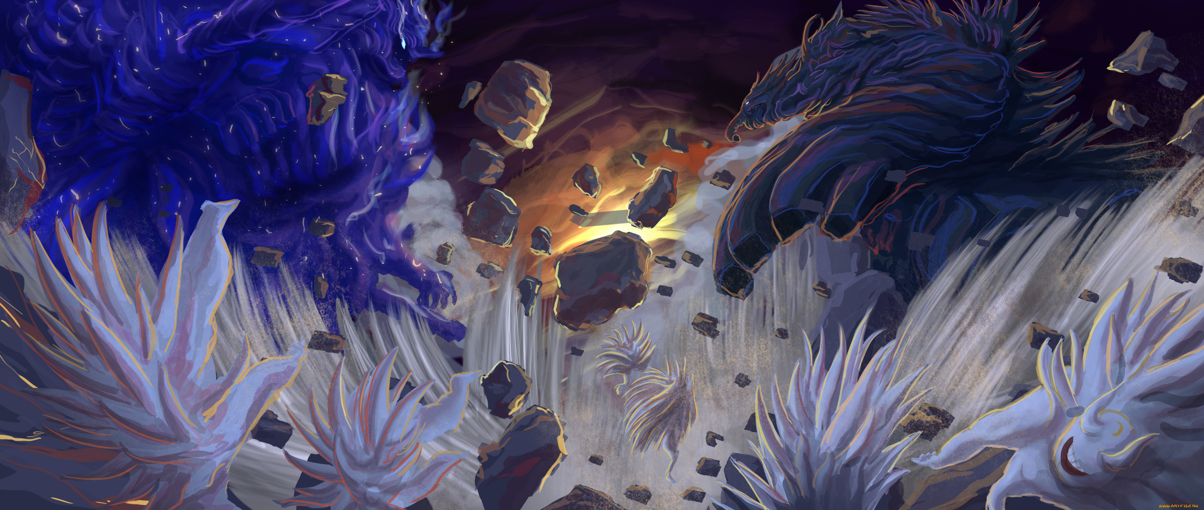 аниме, naruto, арт, бой, наруто