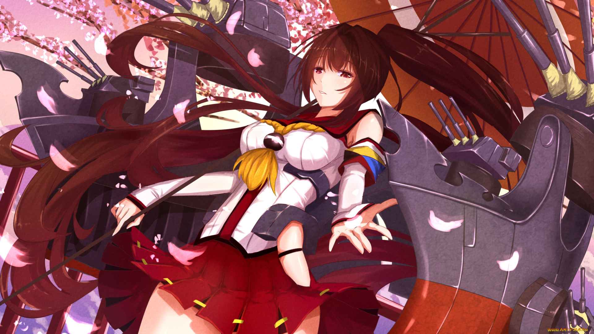 аниме, kantai, collection, kancolle, yamato, kantai, collection, оружие, девушка, арт, bakanoe