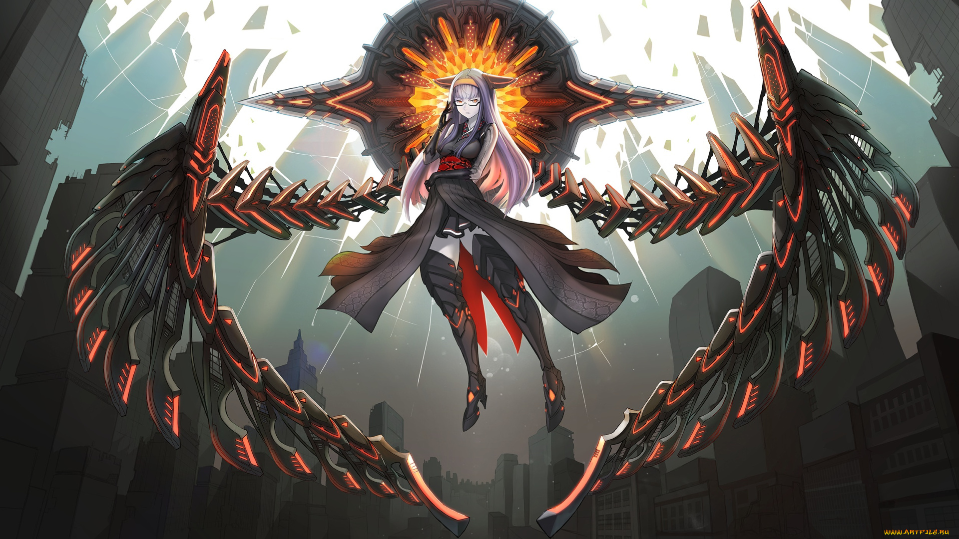 аниме, оружие, , техника, , технологии, крылья, девушка, арт, lolihorn, ангел, железные