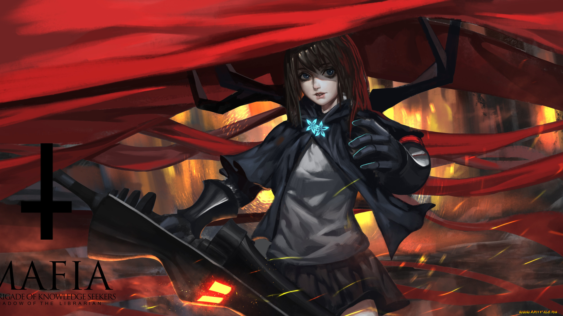 аниме, pixiv, fantasia, плащ, девушка, арт, baka, mh6516620, pixiv, fantasia