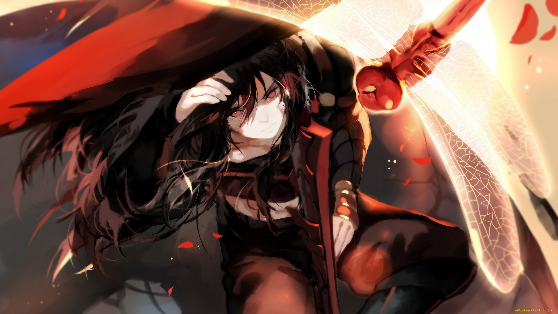 аниме, pixiv, fantasia, взгляд, парень, стрекоза, joseph, lee, pixiv, fantasia