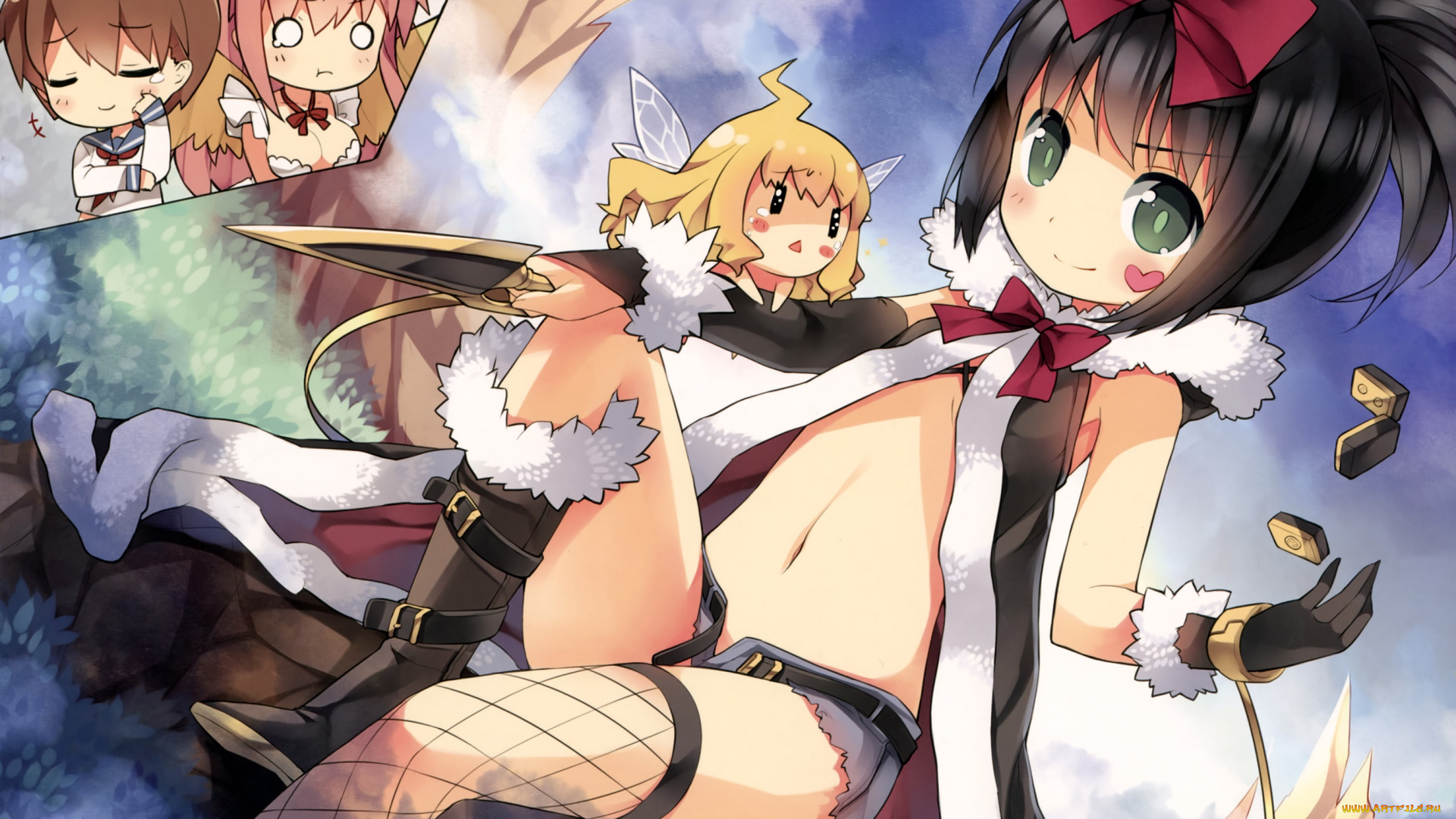 аниме, saki, miyanaga, kunihiro, hajime, haramura, nodoka, character, девочка, оружие, saru