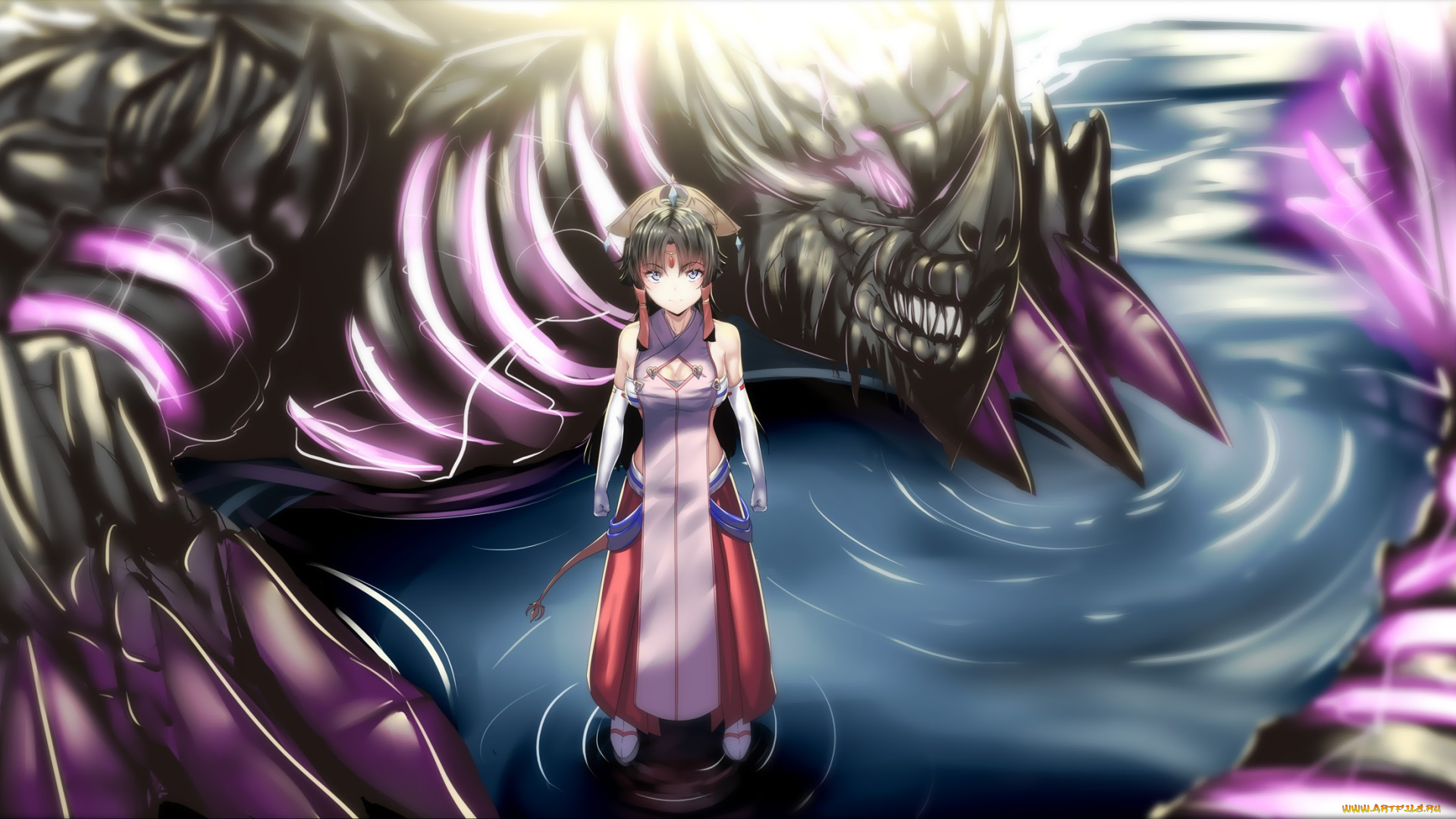 cross, ange, аниме, животные, , существа, salia, hkzxd0554, cross, ange, арт, дракон, вода, девушка