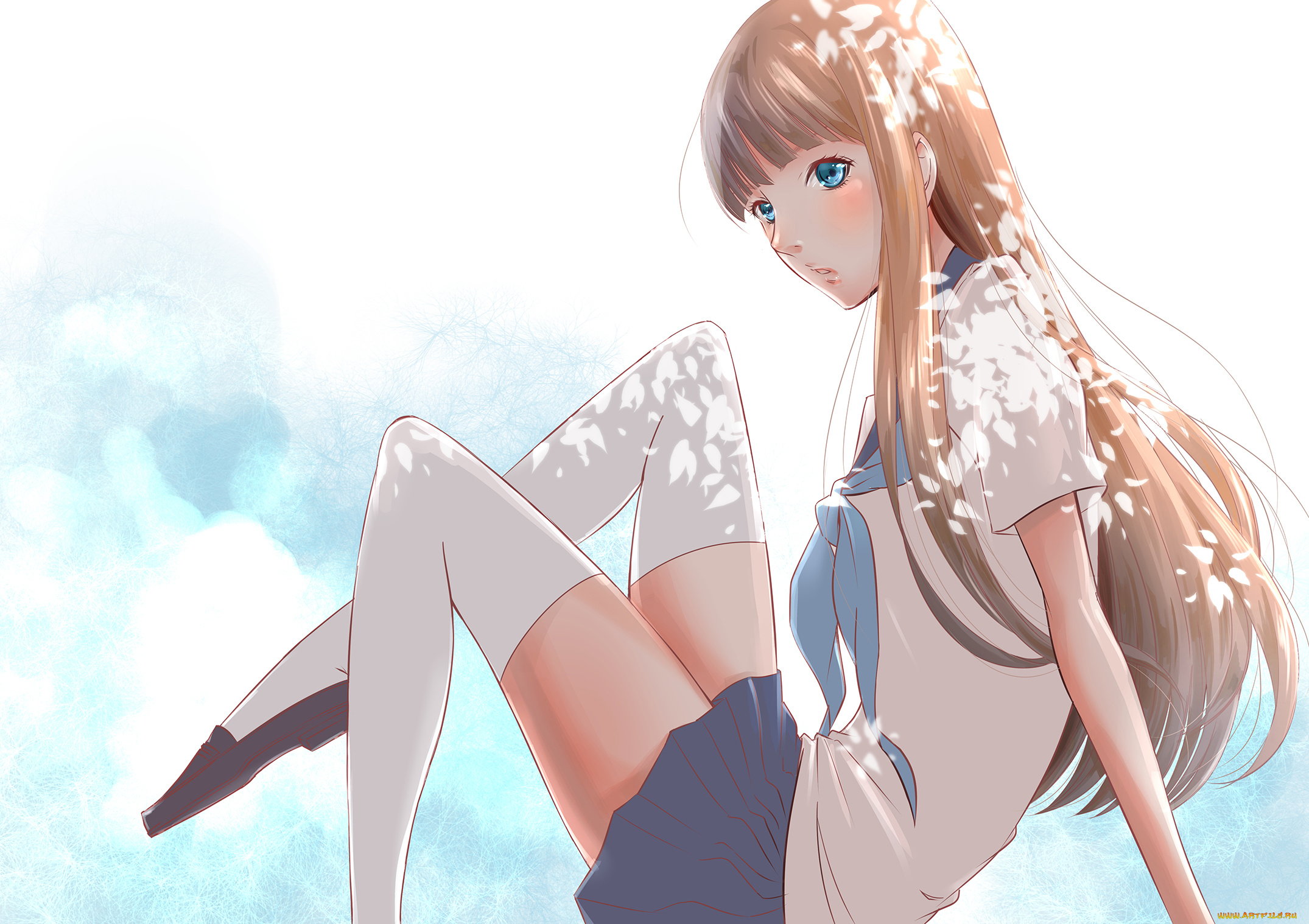 аниме, unknown, , другое, девушка, арт, взгляд, школьная, форма