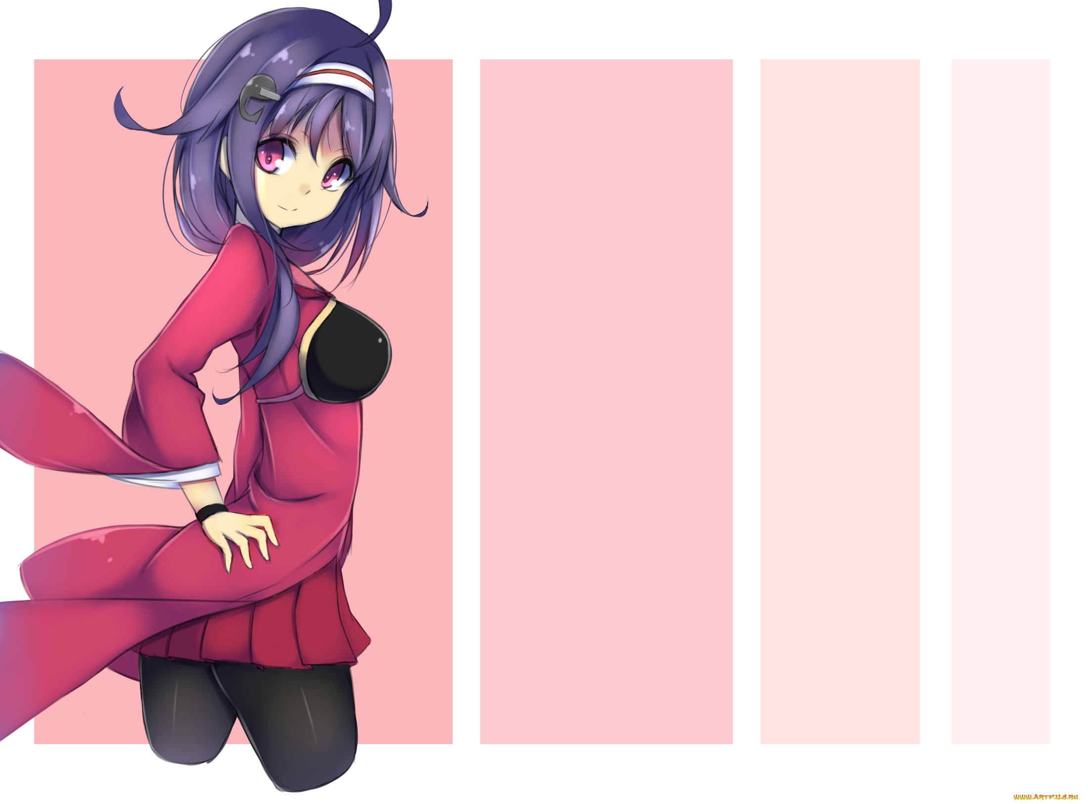 аниме, kantai, collection, ryuuhou, взгляд, kantai, collection, девушка, syow, kancolle, розовый, фон, полосы