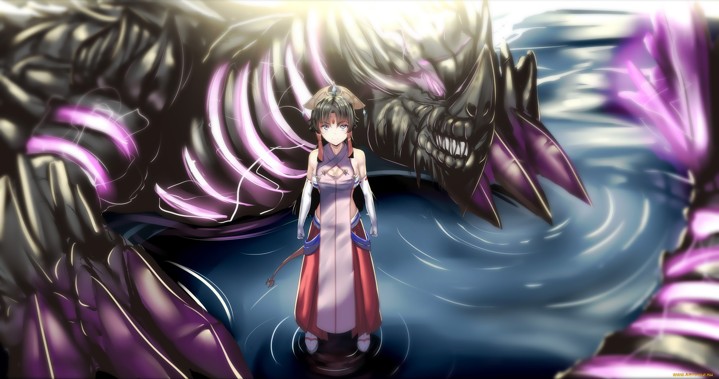 cross, ange, аниме, животные, , существа, salia, hkzxd0554, cross, ange, арт, дракон, вода, девушка