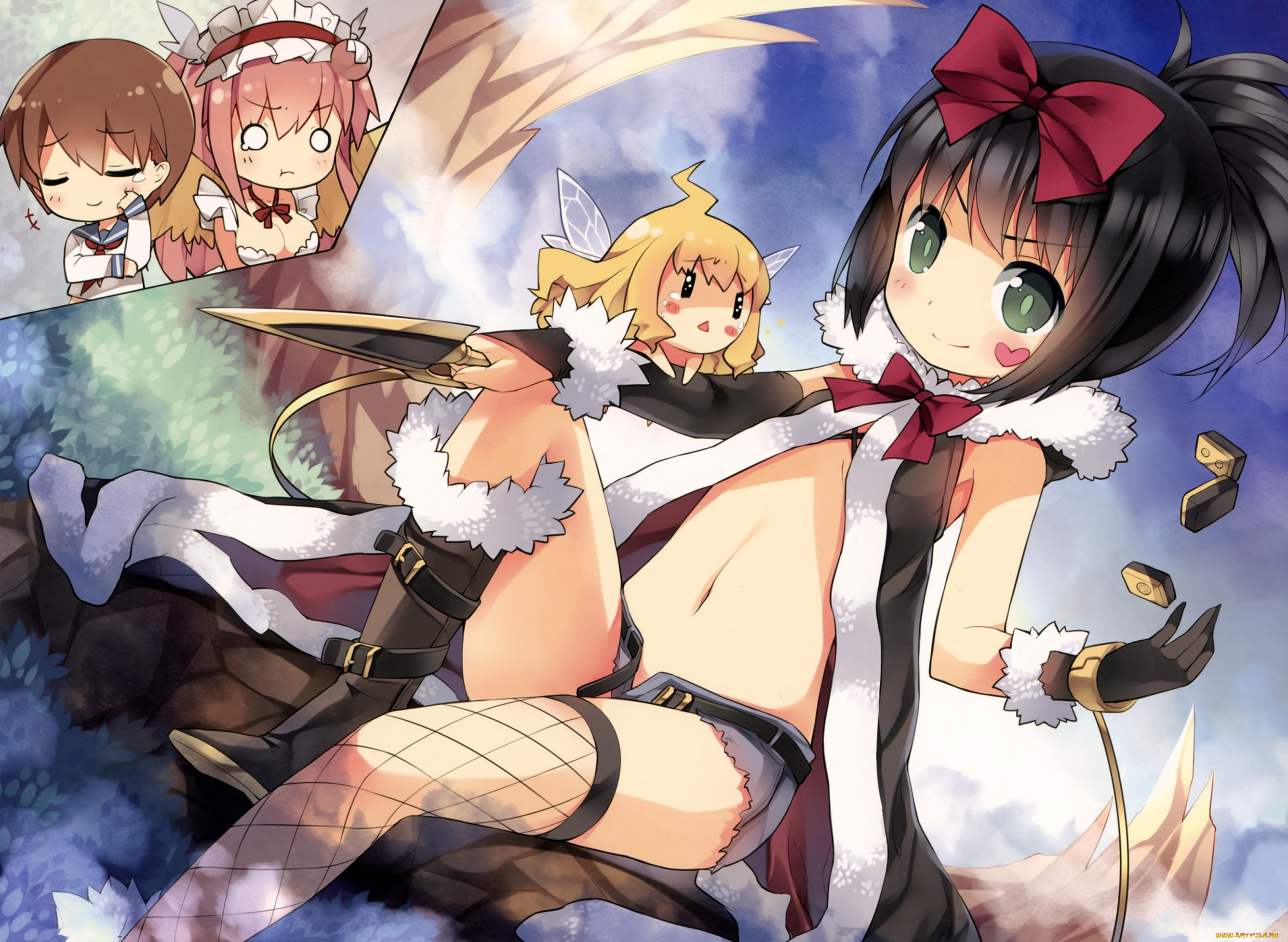 аниме, saki, miyanaga, kunihiro, hajime, haramura, nodoka, character, девочка, оружие, saru