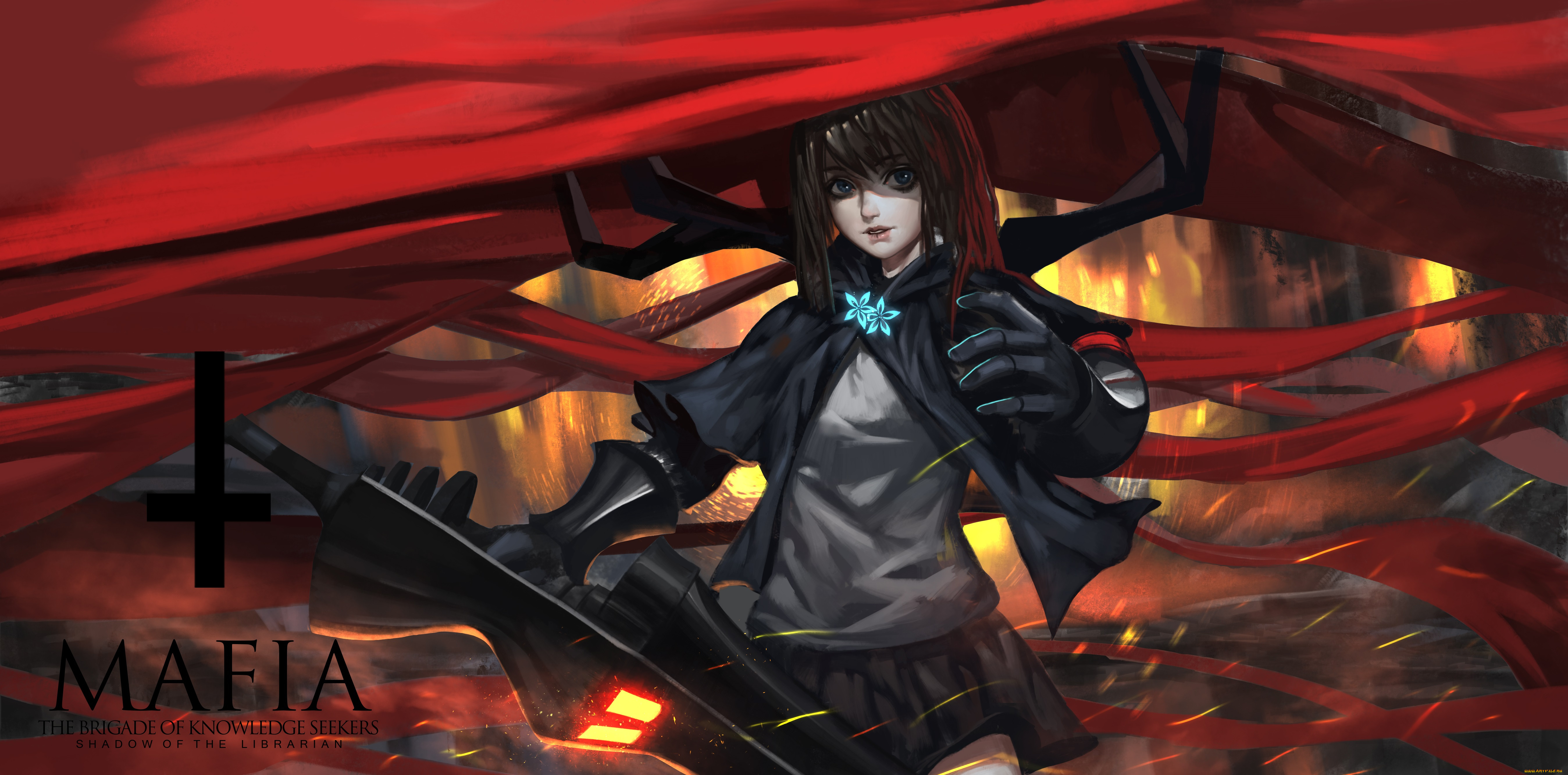 аниме, pixiv, fantasia, плащ, девушка, арт, baka, mh6516620, pixiv, fantasia