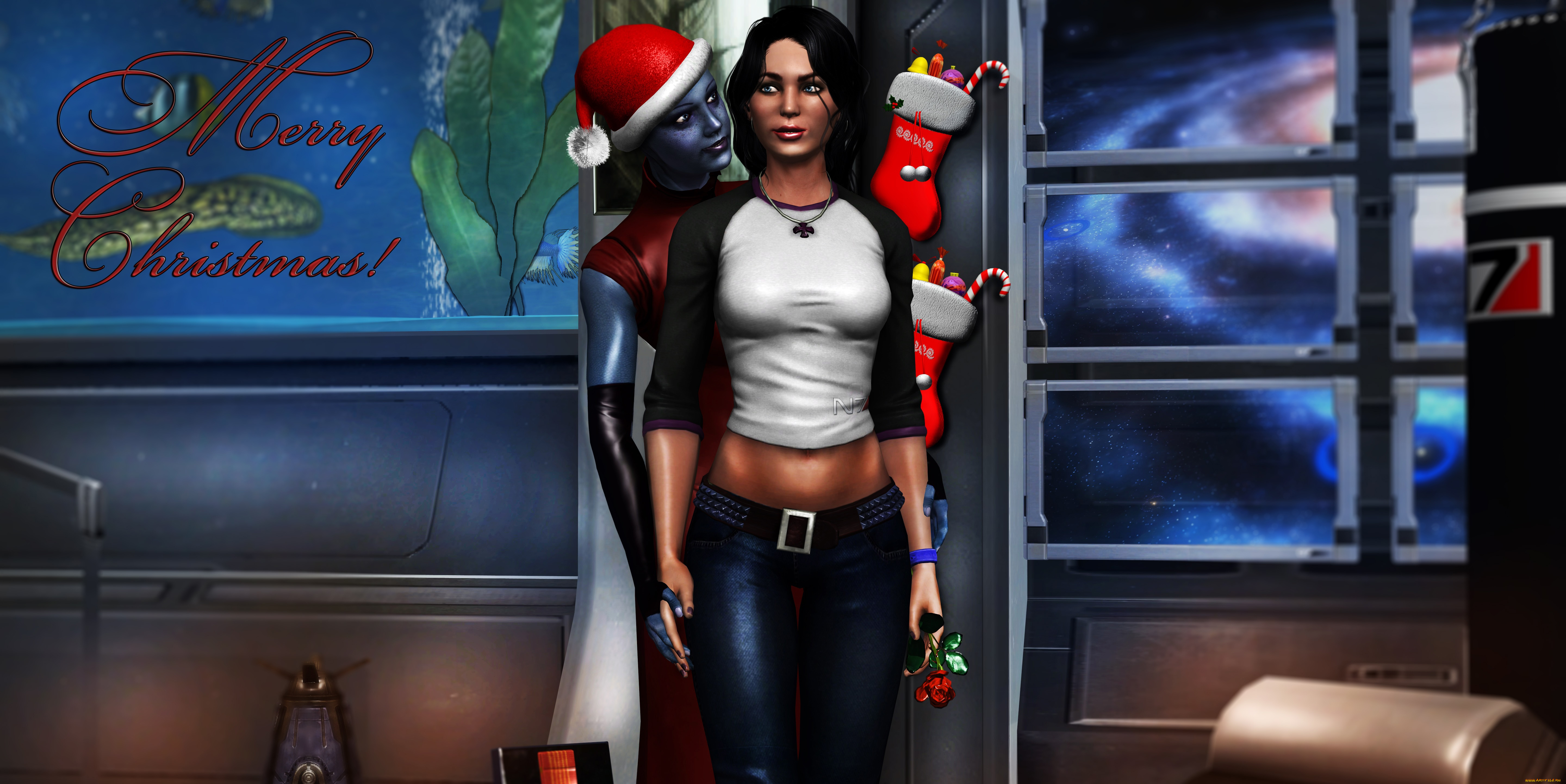 видео, игры, mass, effect, девушка, фон, взгляд