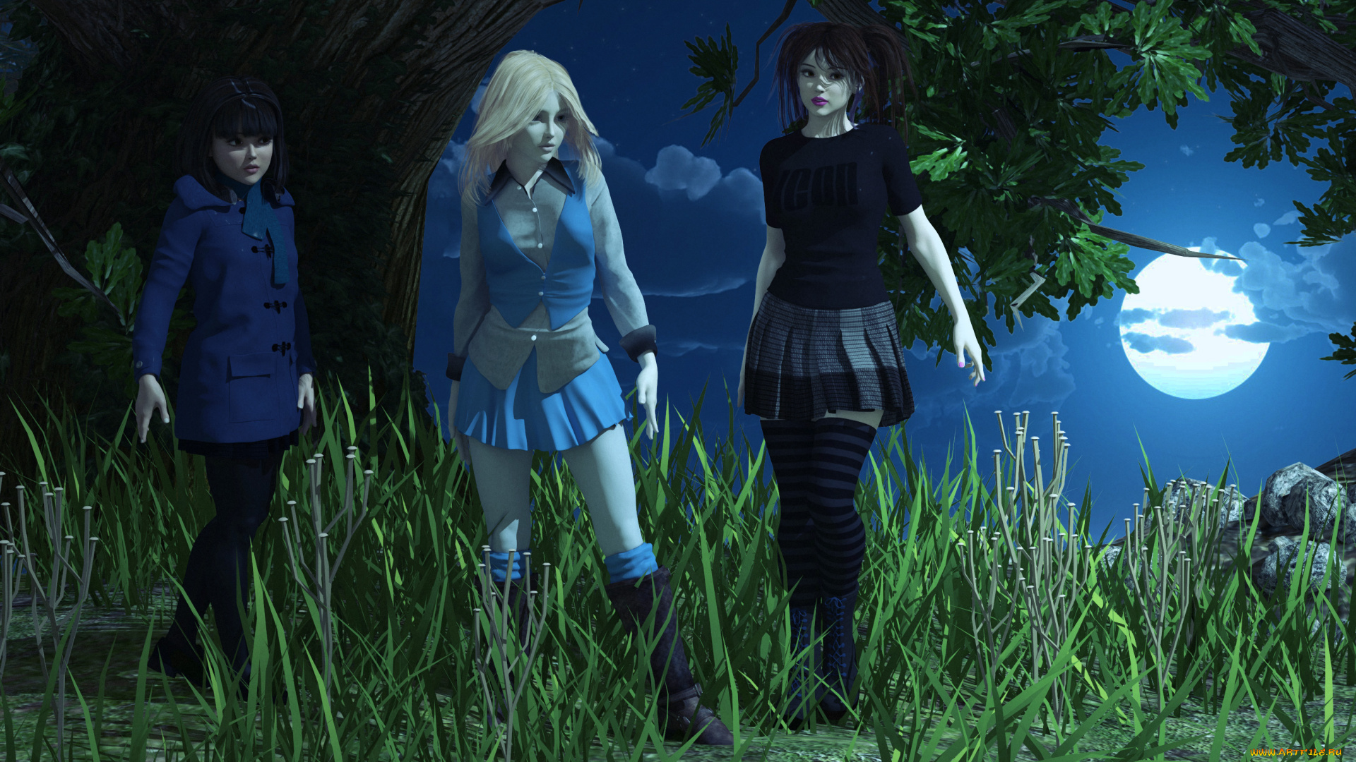 3д, графика, люди, , people, фон, взгляд, девушки