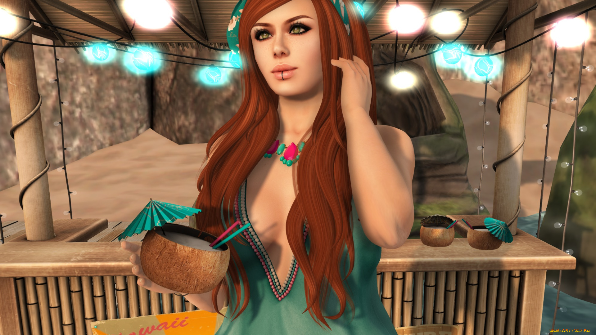 3д, графика, люди, , people, фон, взгляд, девушка, рыжая