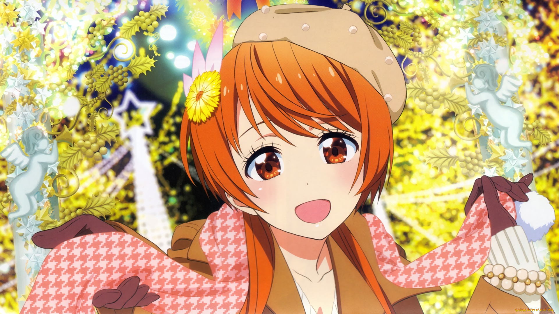 аниме, nisekoi, девушка, взгляд, фон