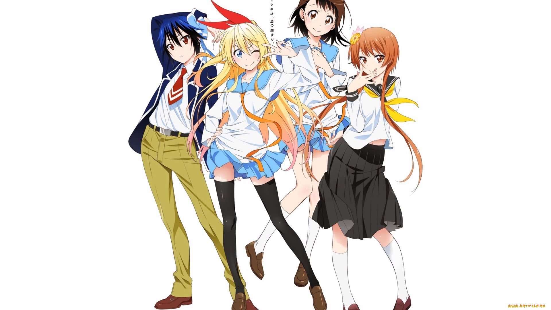 аниме, nisekoi, фон, взгляд, девушки