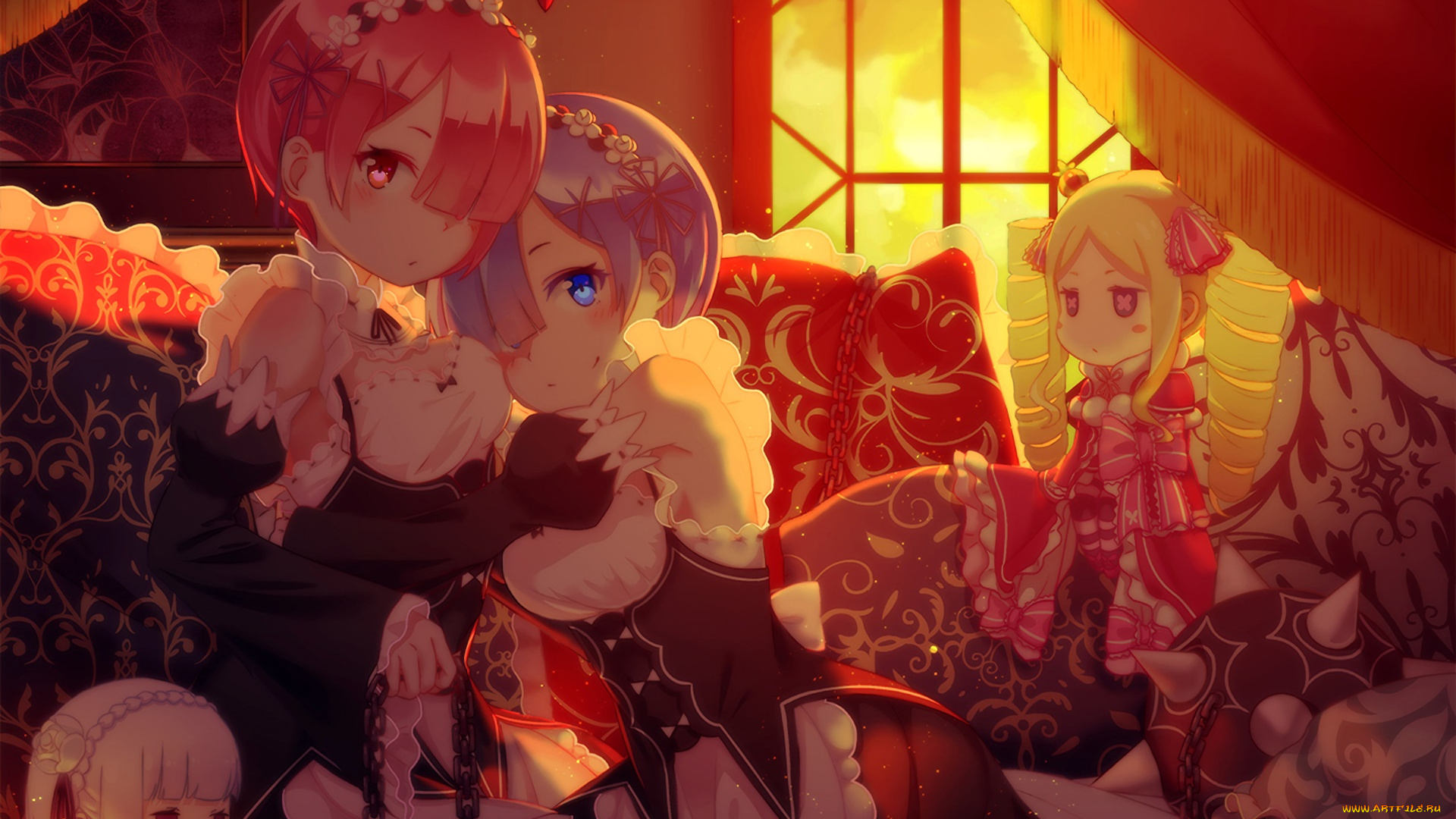 аниме, re, , zero, kara, hajimeru, isekai, seikatsu, фон, взгляд, девушки