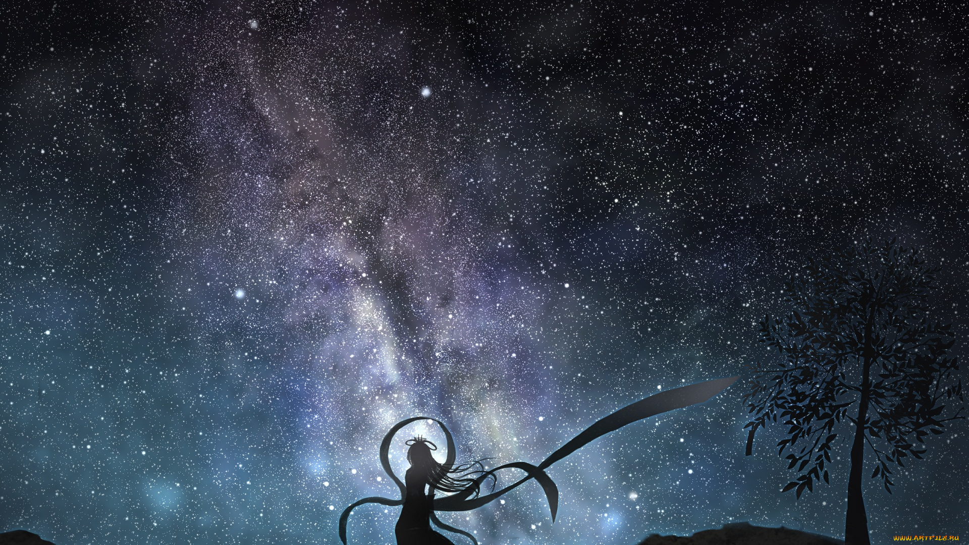 аниме, unknown, , другое, девочка, звёзды