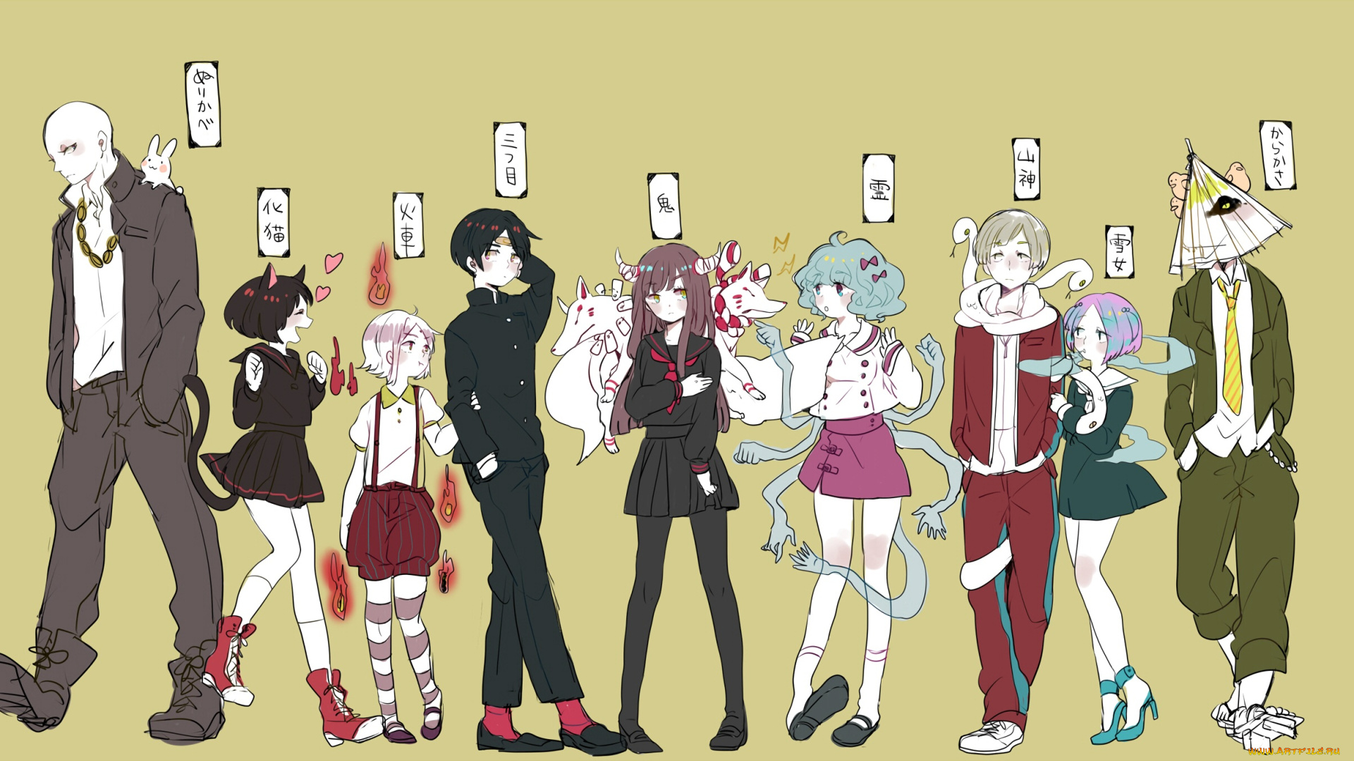 аниме, животные, , существа, парни, девочки