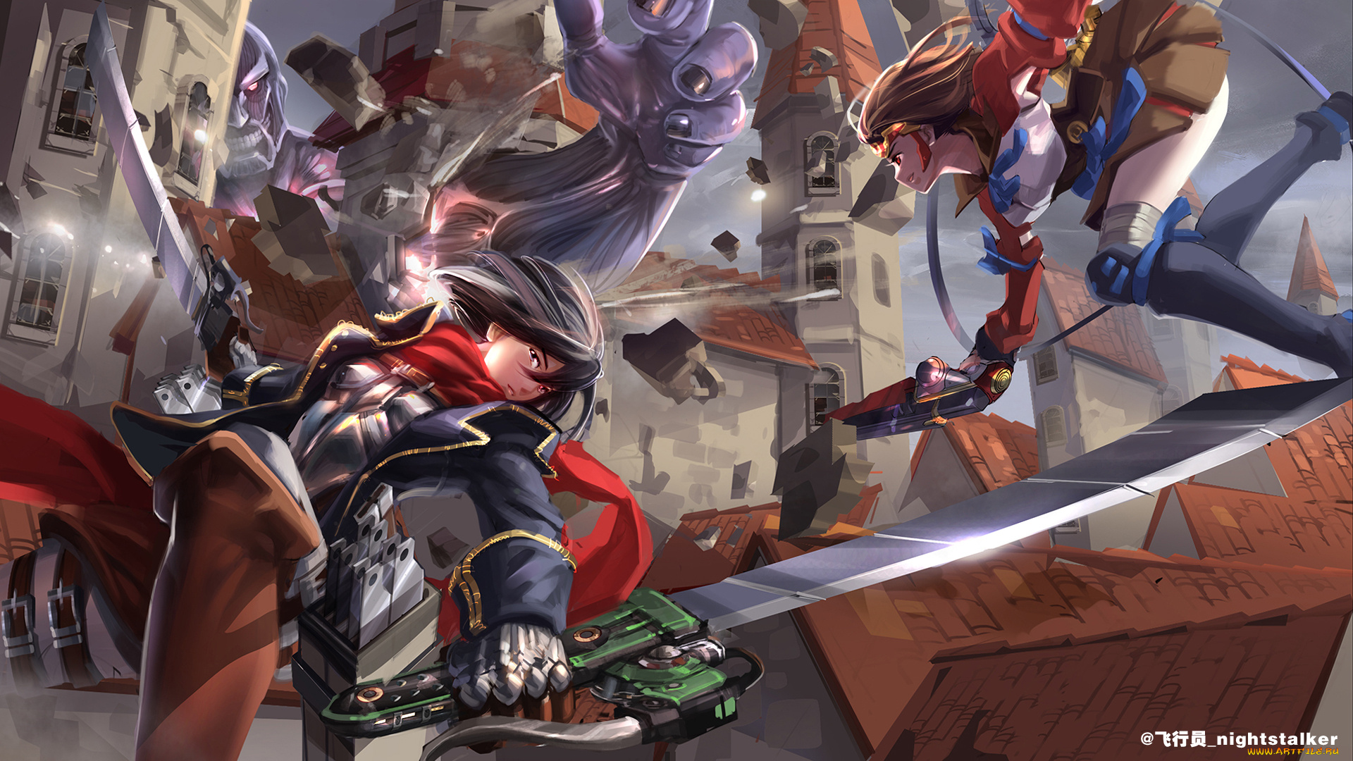 crossover, аниме, unknown, , другое, фон, взгляд, девушки