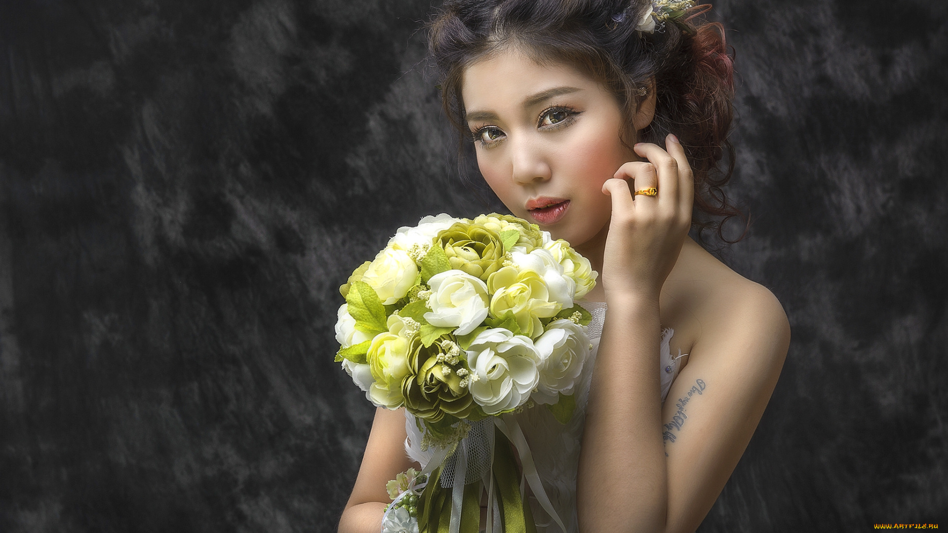 девушки, -unsort, , азиатки, лицо, взгляд