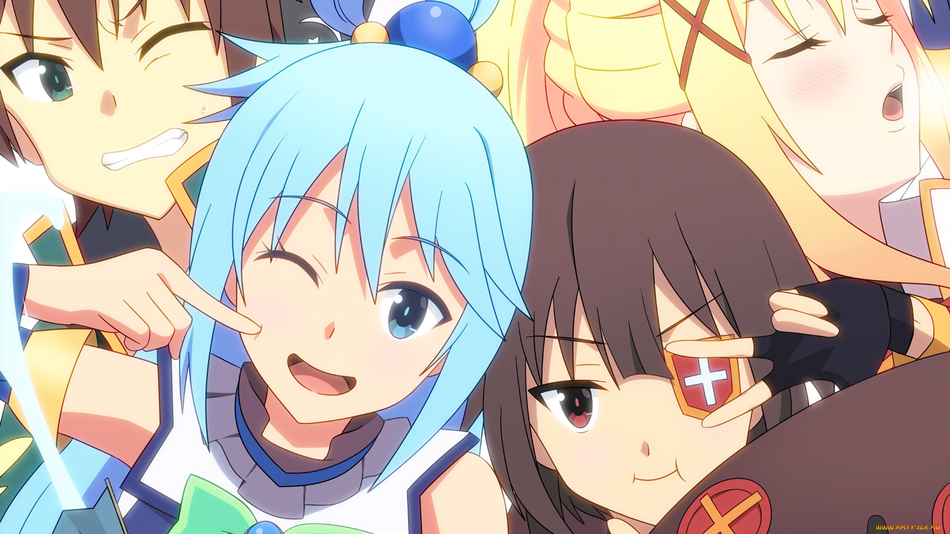 konosuba, –, god’s, blessing, on, this, wonderful, world, аниме, kono, subarashii, sekai, ni, shukufuku, wo, девушки, фон, взгляд