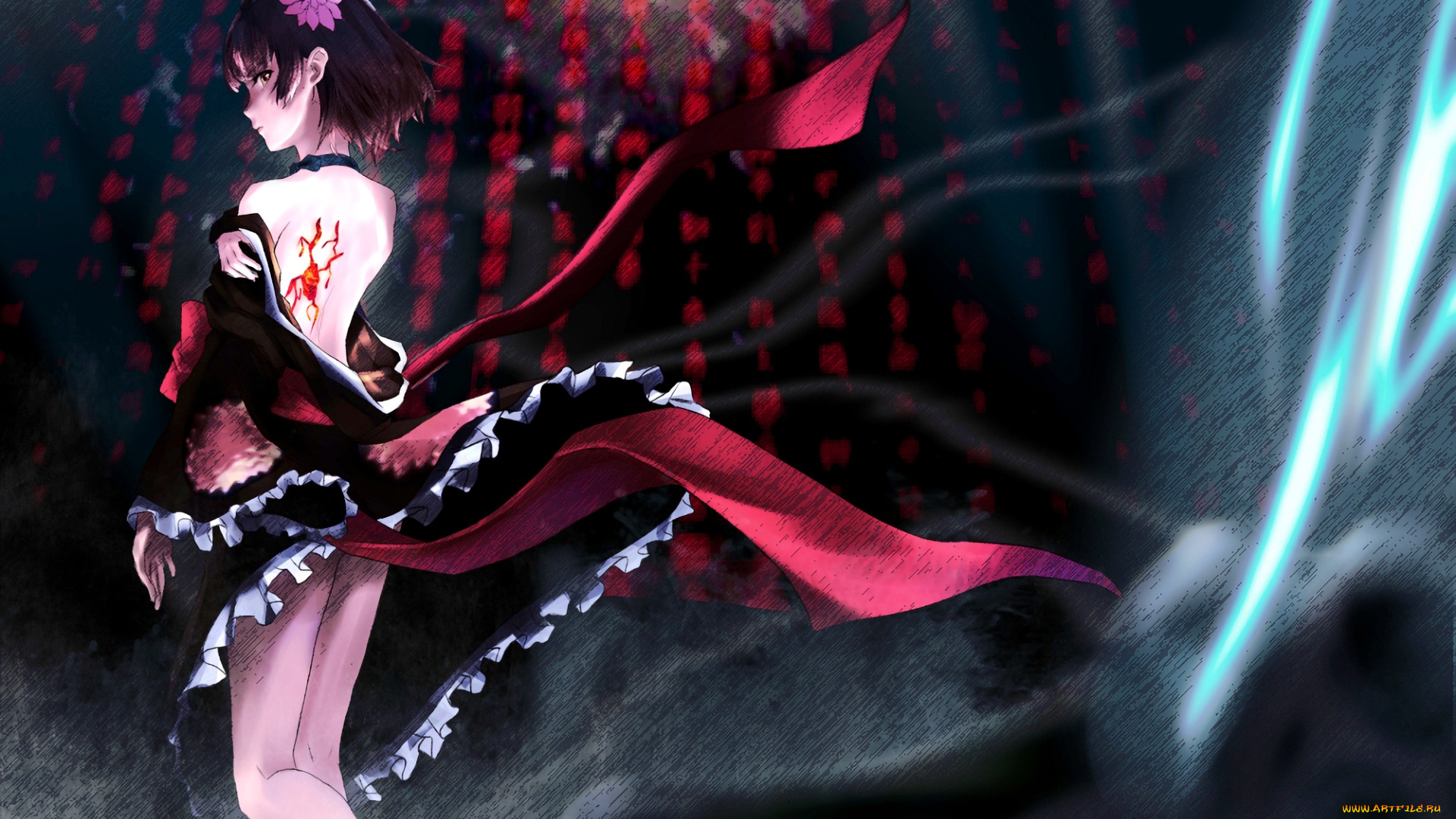 koutetsujou, no, kabaneri, аниме, взгляд, девушка, фон